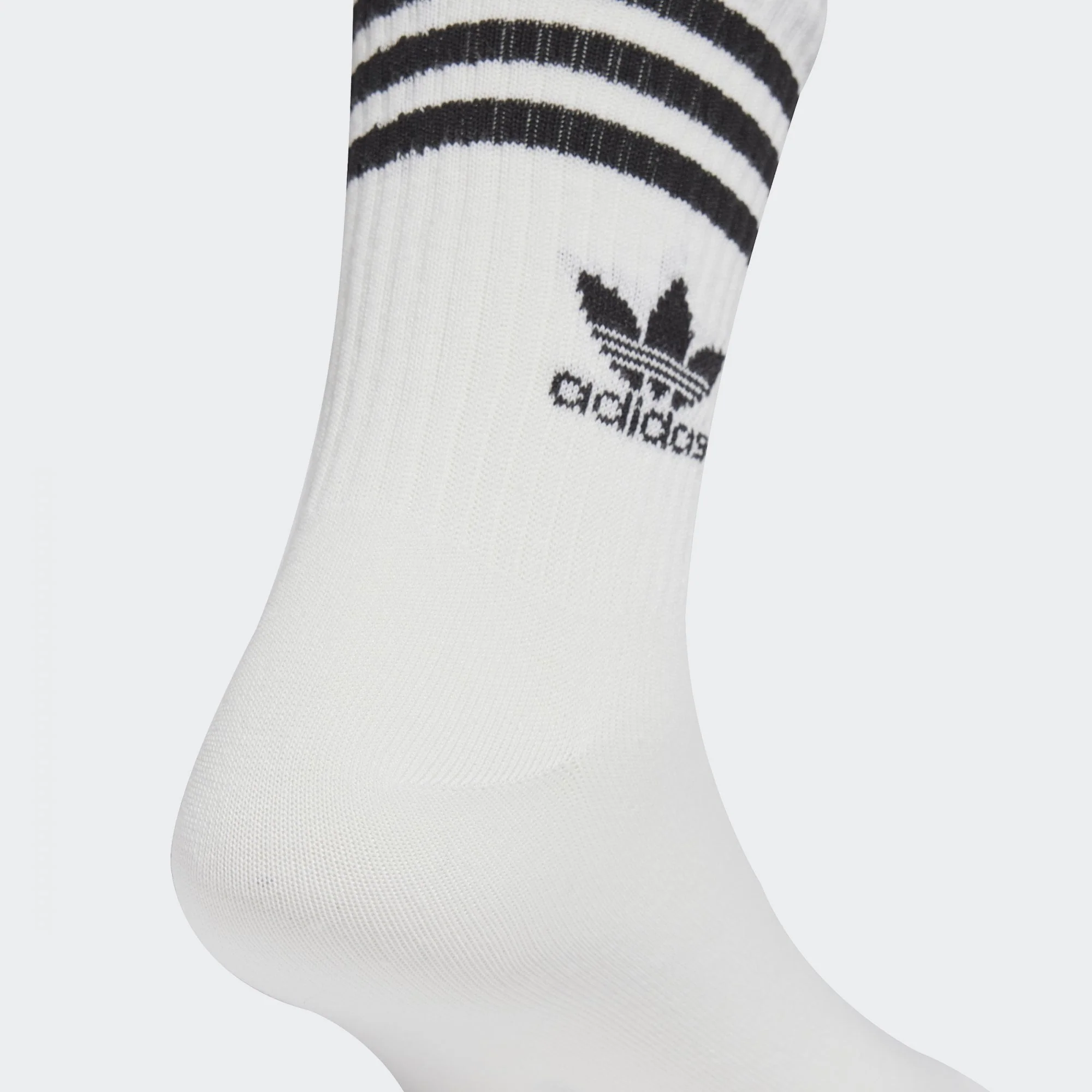 3 Stripe Crew Sock, 6 Pack - White - Image 3