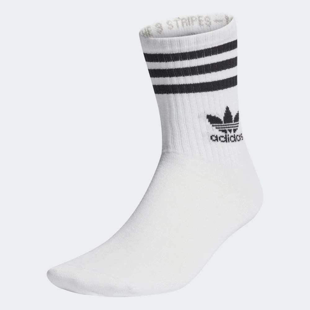 Mid Cut Crew Socks, 3 Pairs - White / Black - Image 2