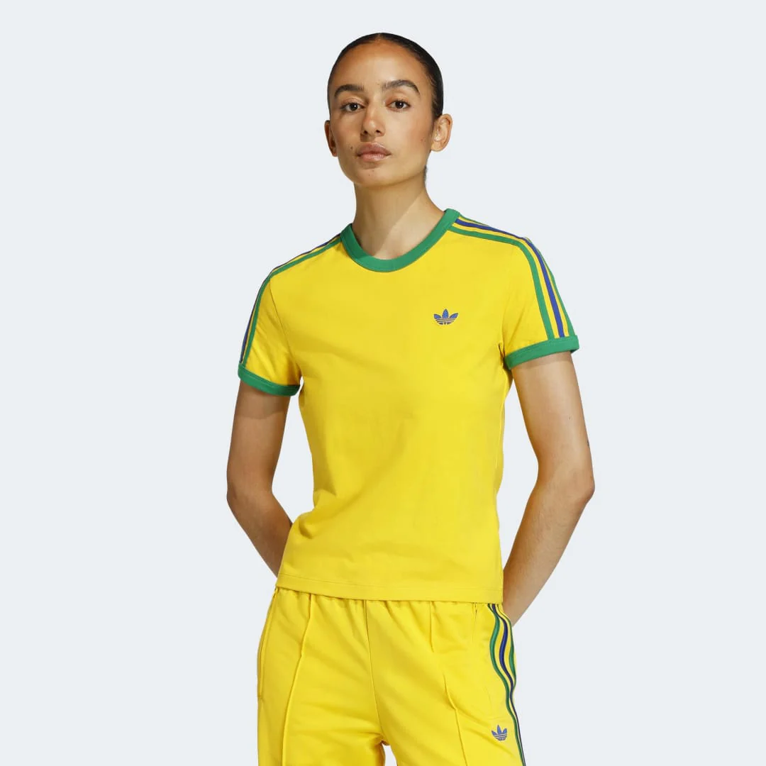 W' 3 Stripes Slim T-Shirt - Eqt Yellow / Green / Collegiate Royal Blue - Image 2