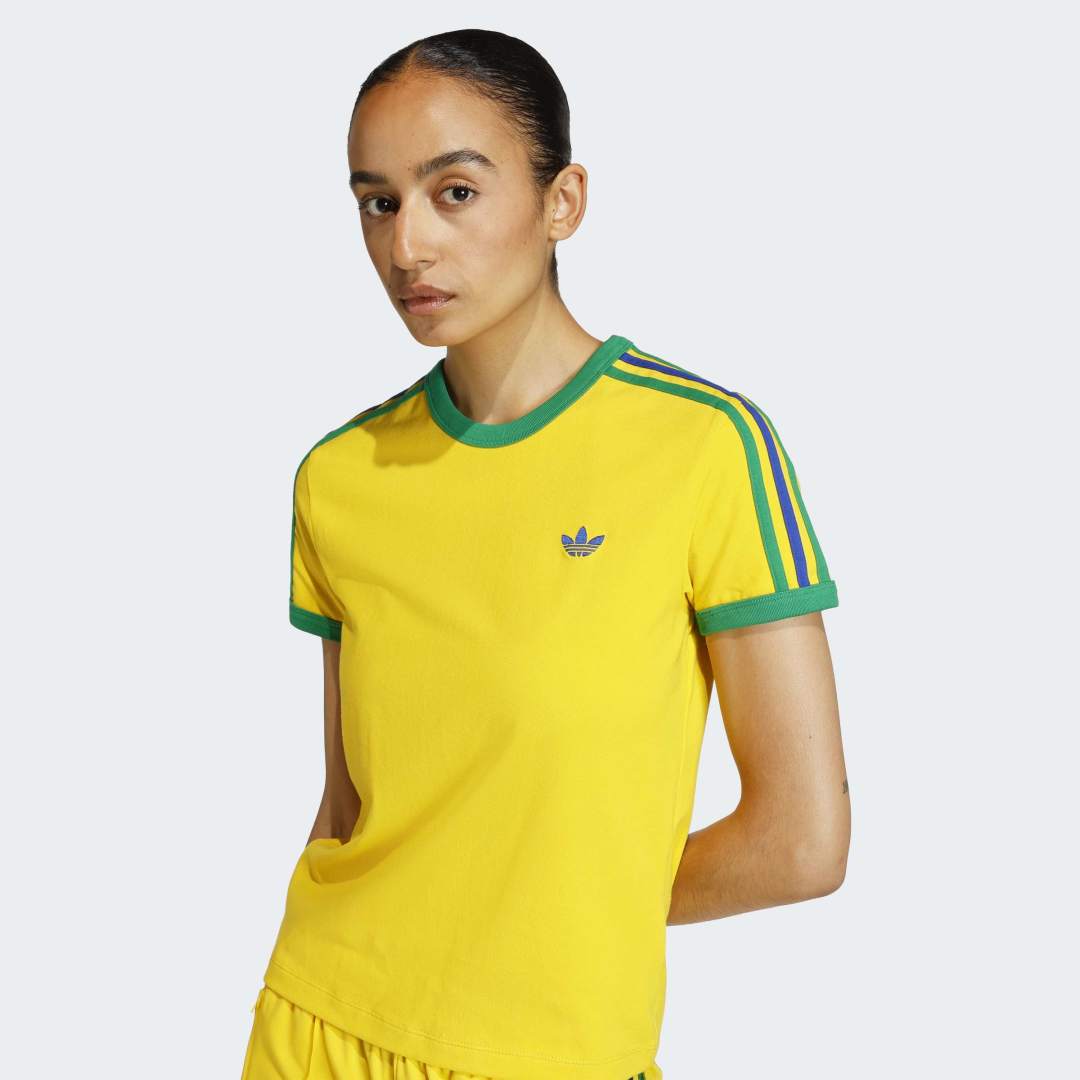 W' 3 Stripes Slim T-Shirt - Eqt Yellow / Green / Collegiate Royal Blue - Image 4