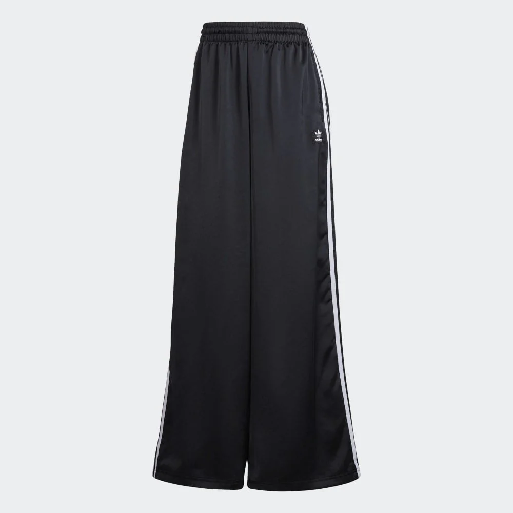 Women's Satin Wide Leg Joggers - Black - Image 2