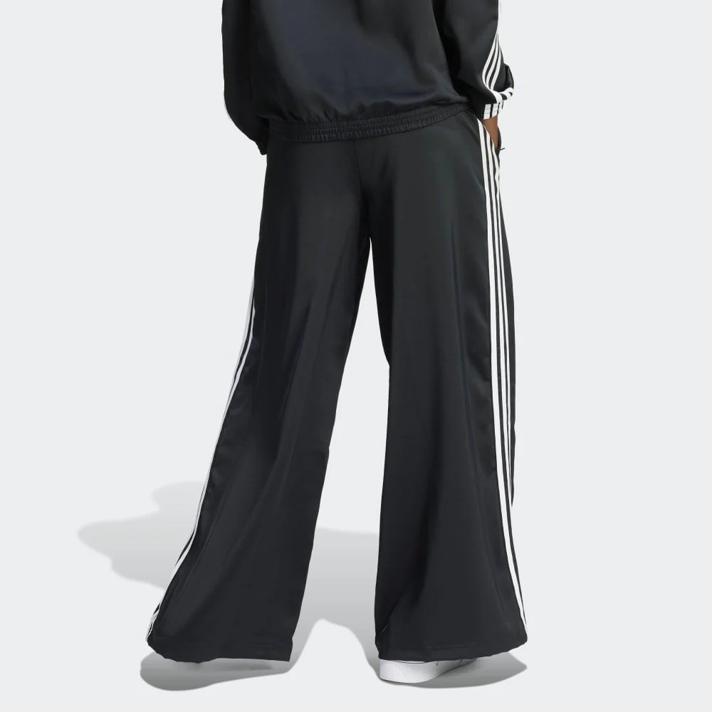 Women's Satin Wide Leg Joggers - Black - Image 3