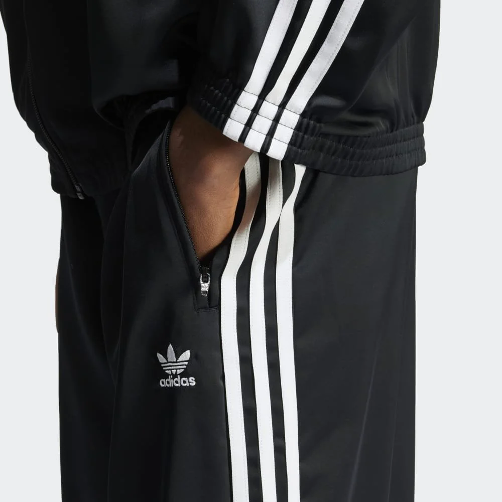Women's Satin Wide Leg Joggers - Black - Image 4