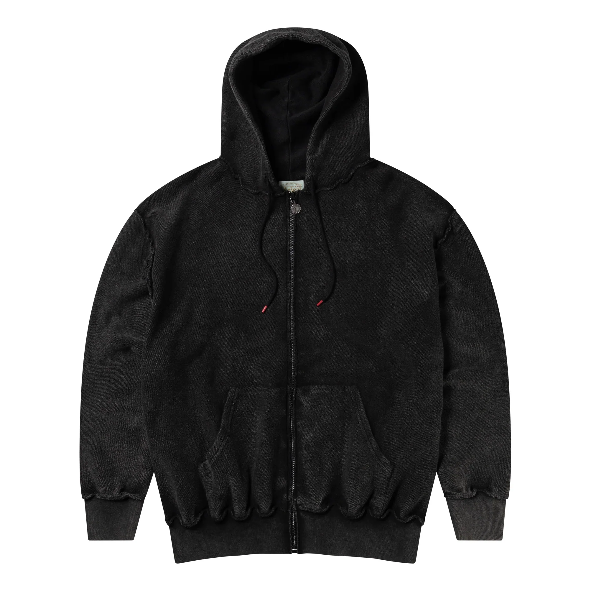 Aged Reverso Temple Zip Through Hoodie - Black