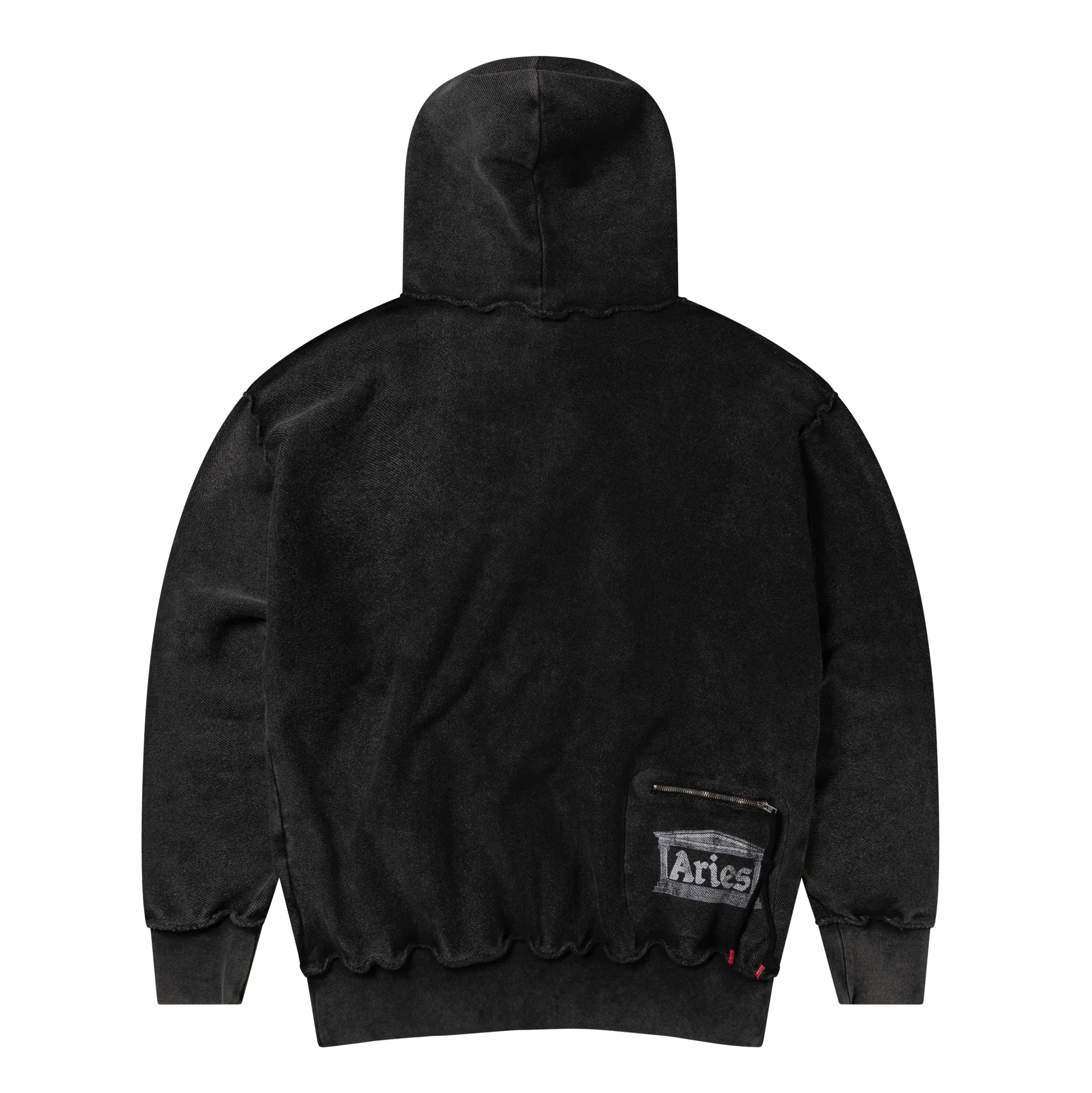 Aged Reverso Temple Zip Through Hoodie - Black - Image 2