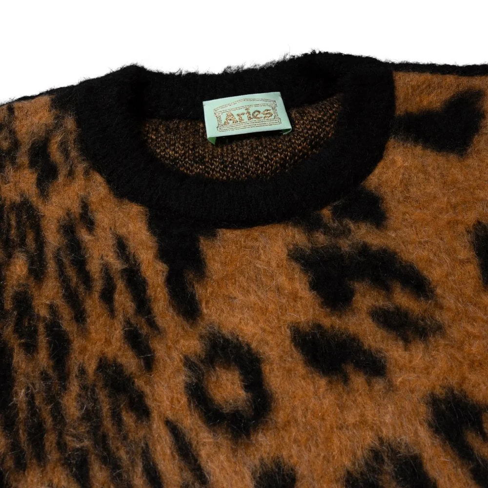 Brushed Leopard Sweater - Brown - Image 3