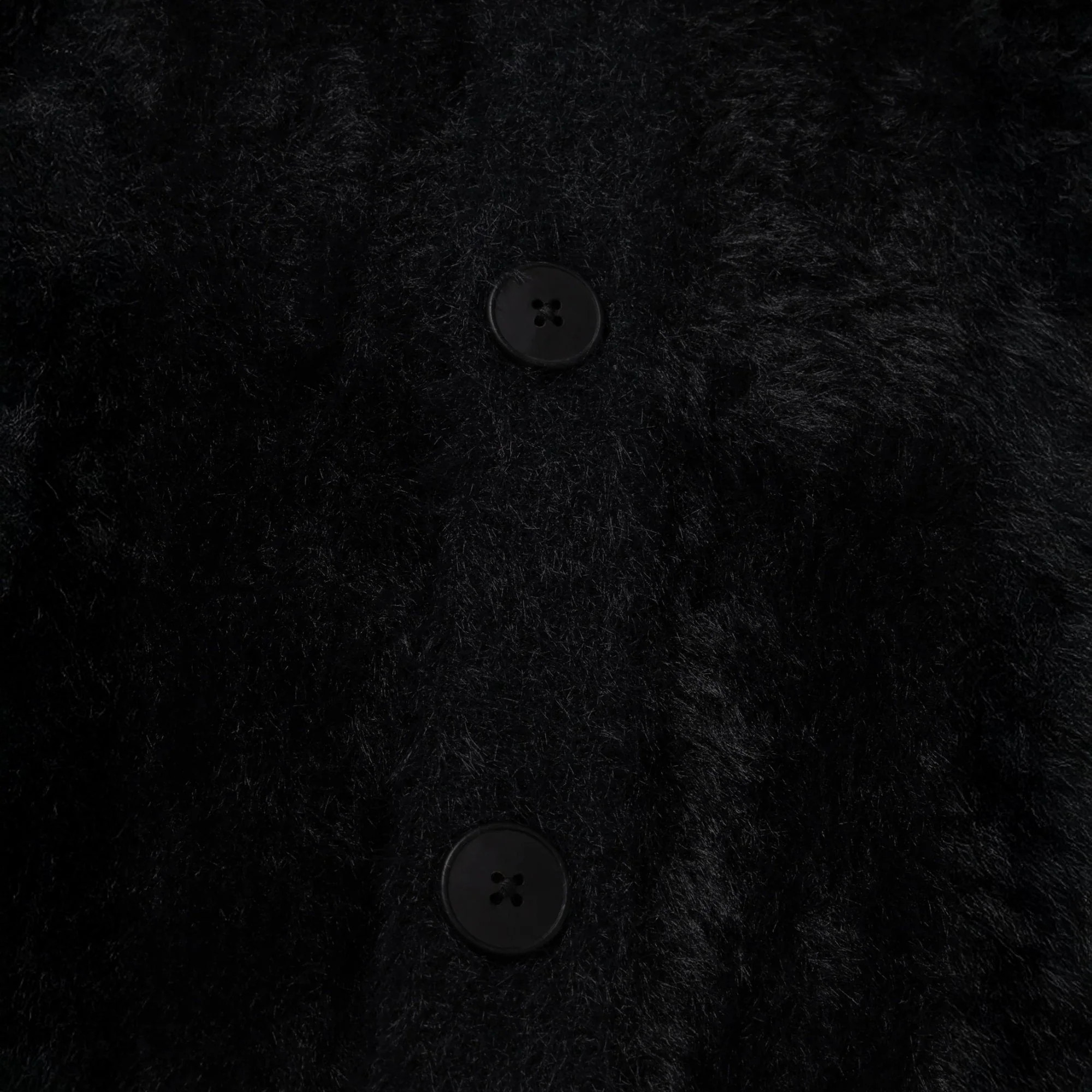 Oversized Chenille Column Knit Cardigan - Black - Image 4