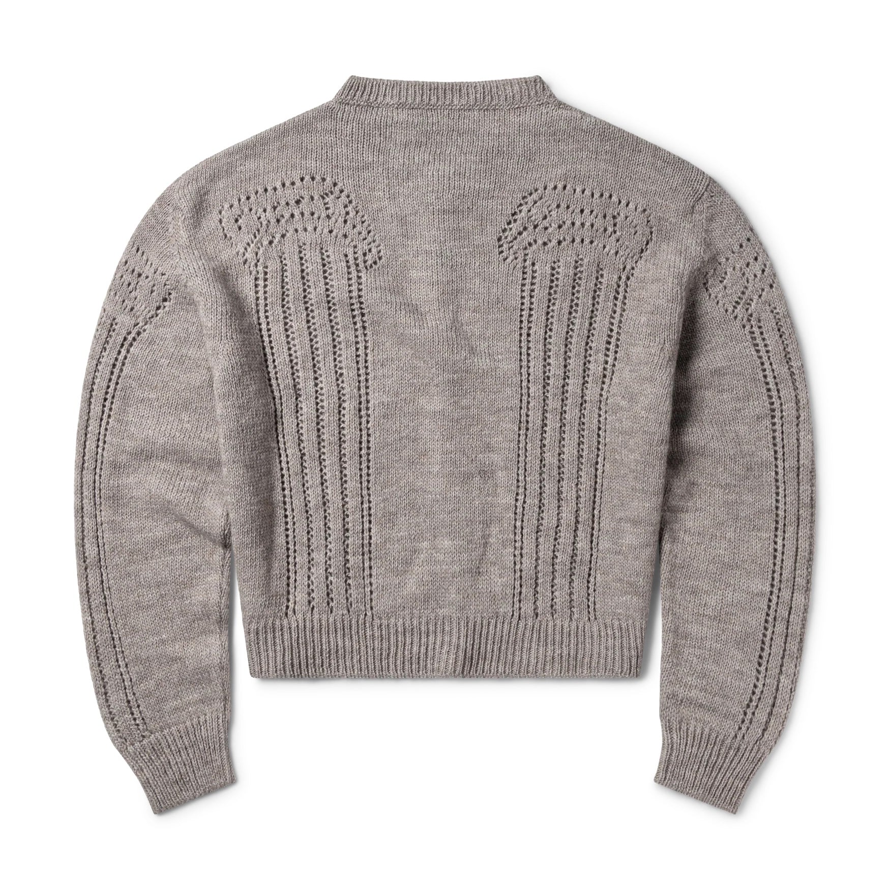 Pointelle Column Cardigan - Grey Marl - Image 2
