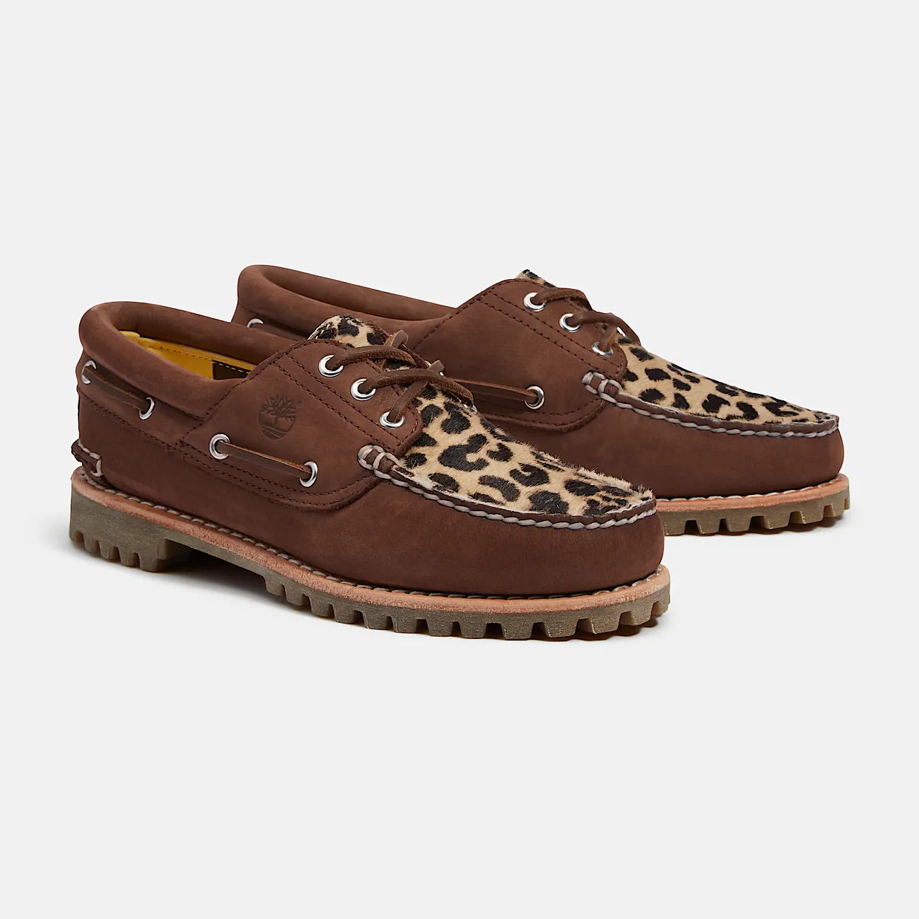 Women's Authentic 3-Eye Lug Boat Shoe - Leopard - Medium Brown Nubuck - Image 2