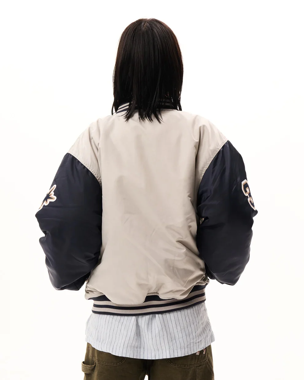 Nylon Varsity Jacket - Grey - Image 6