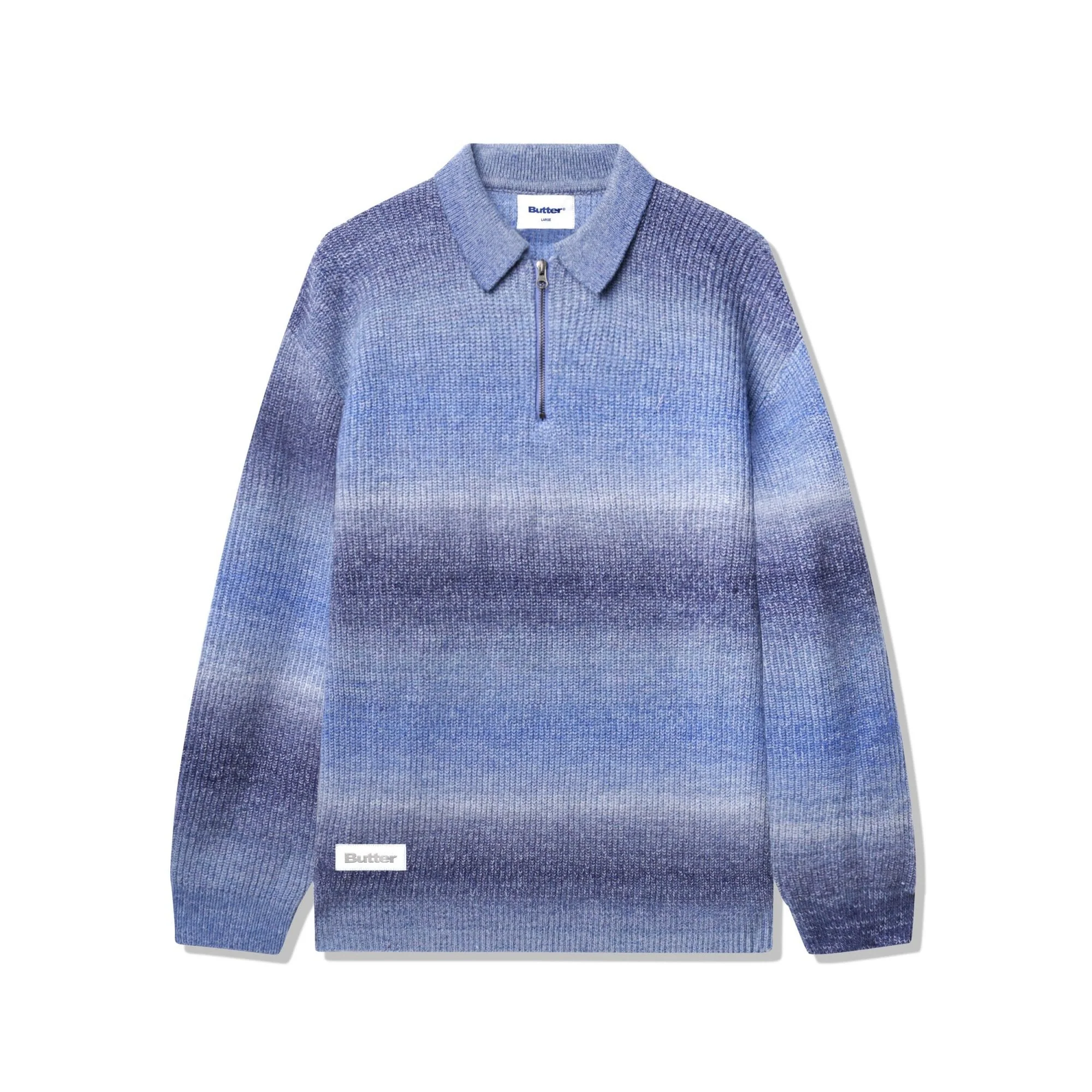 Beams 1/4 Zip Knit Polo - Blue