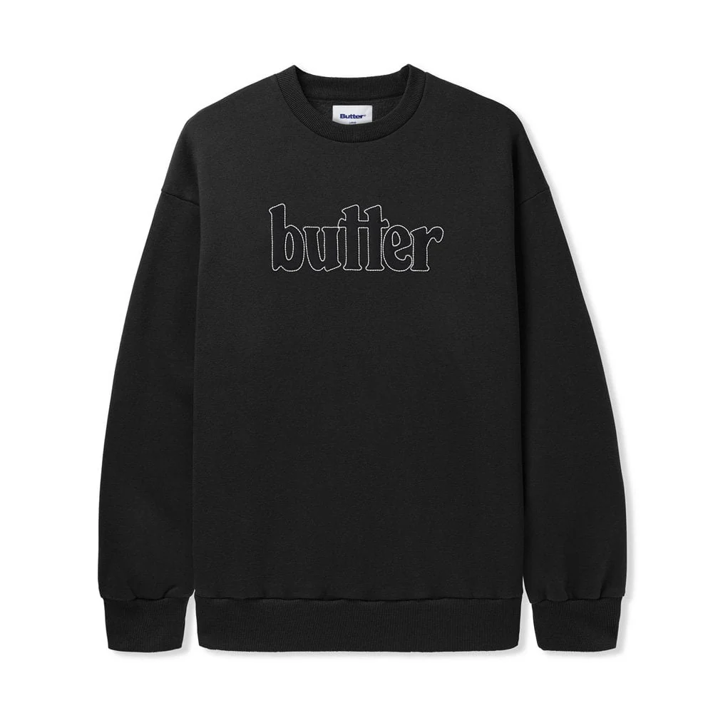 Fleece Applique Crewneck - Black
