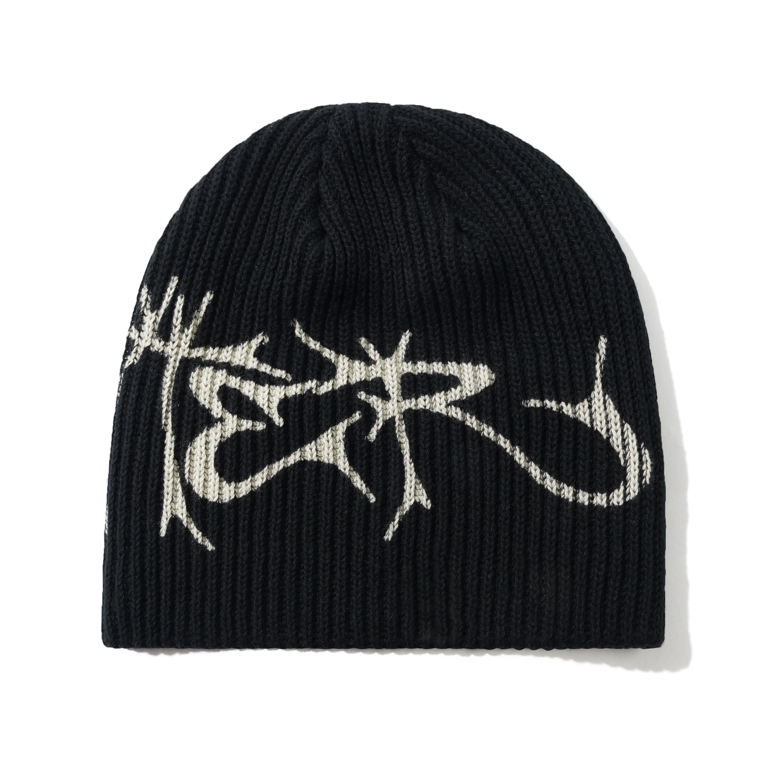 Scrawling Skully Beanie - Black - Image 2