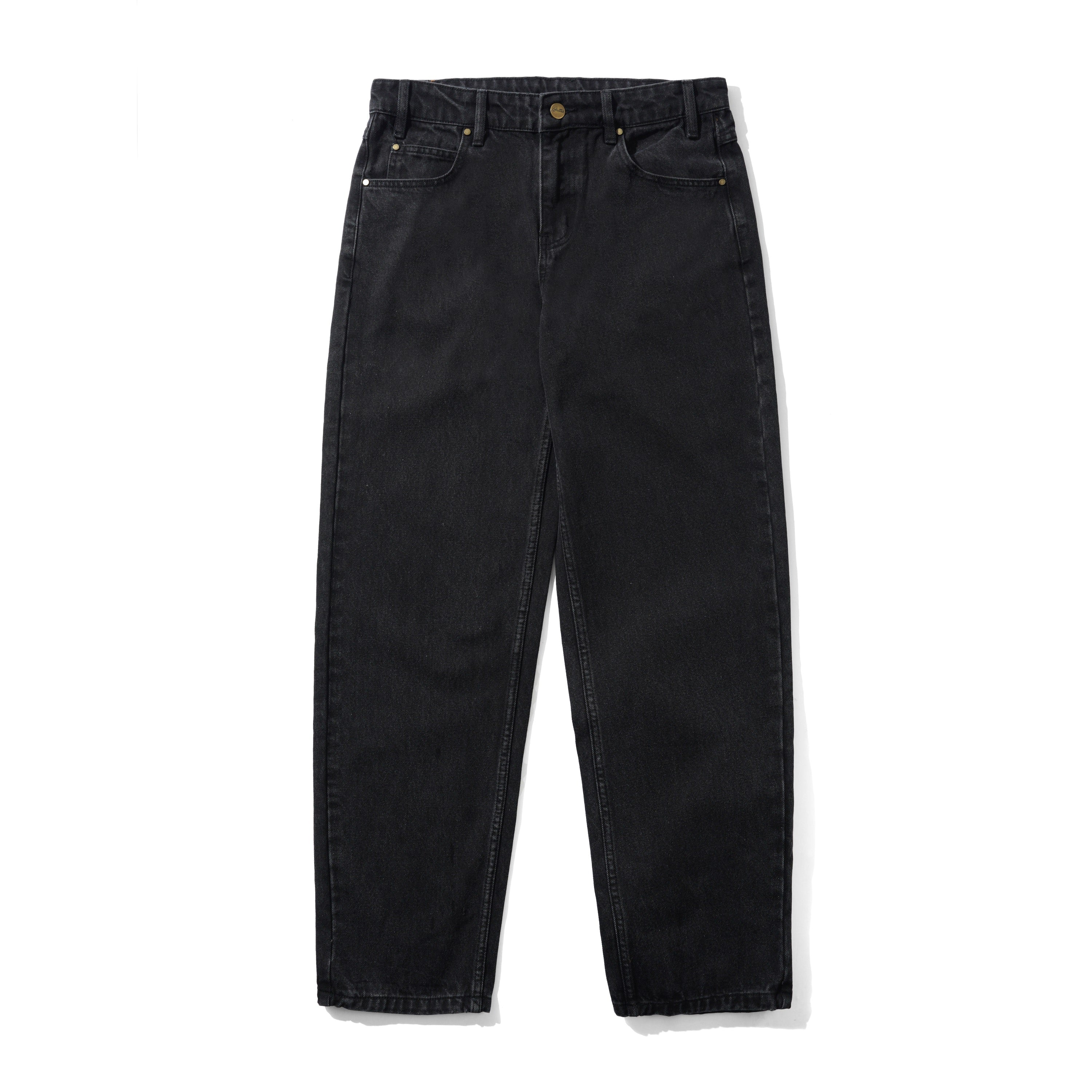 Straight Leg Denim Jeans - Washed Black