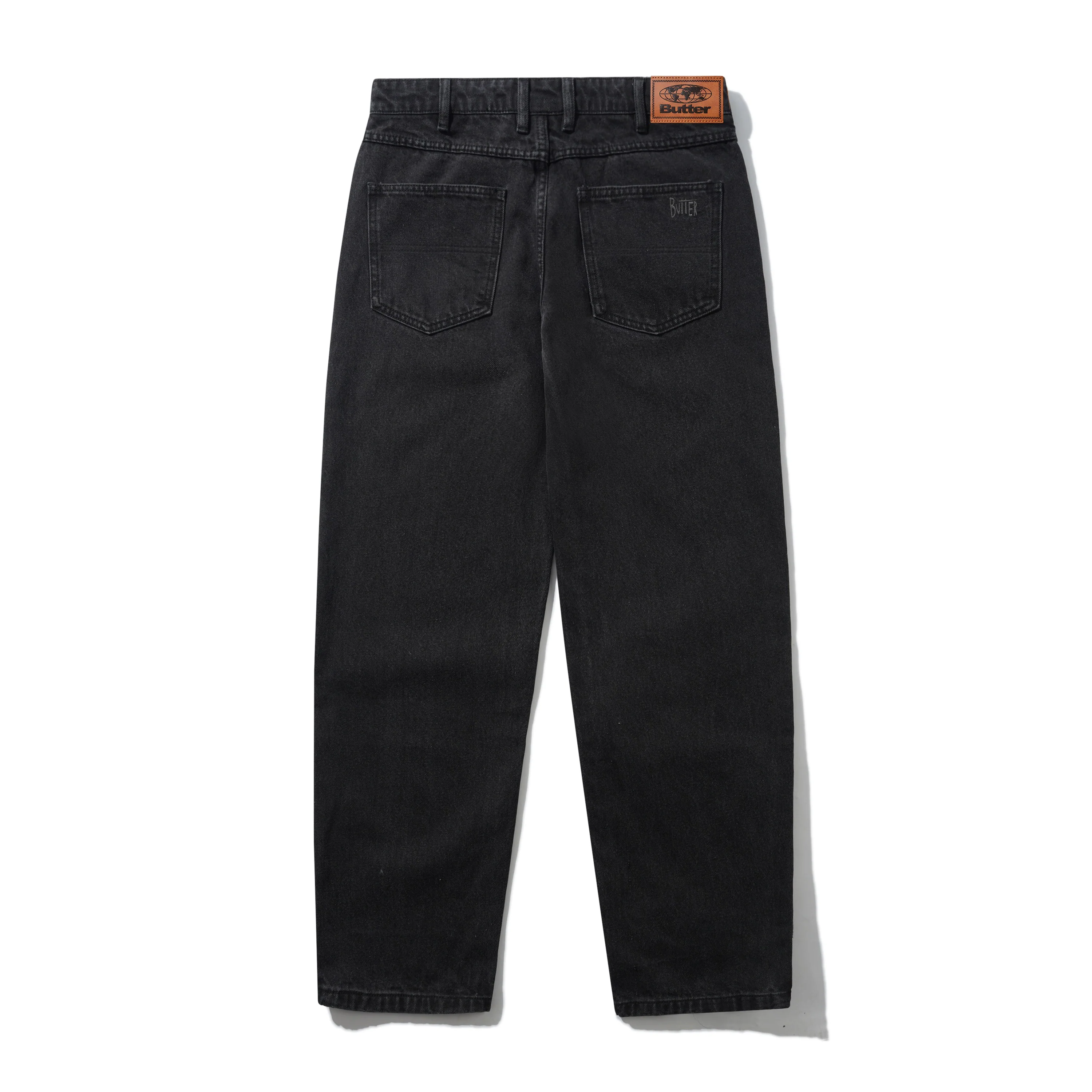 Straight Leg Denim Jeans - Washed Black - Image 2