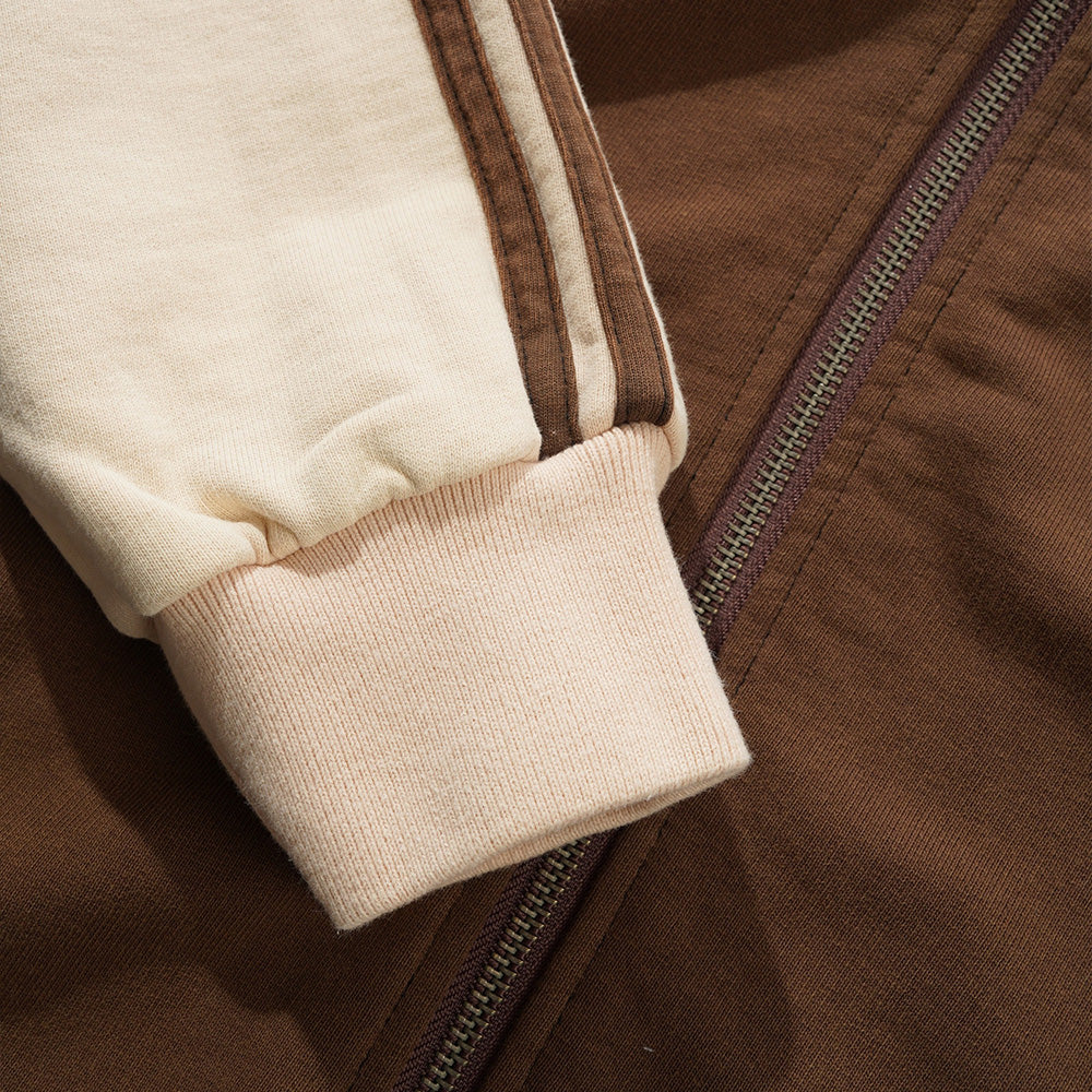 Tunnel Fleece Track Jacket - Chocolate / Beige - Image 3