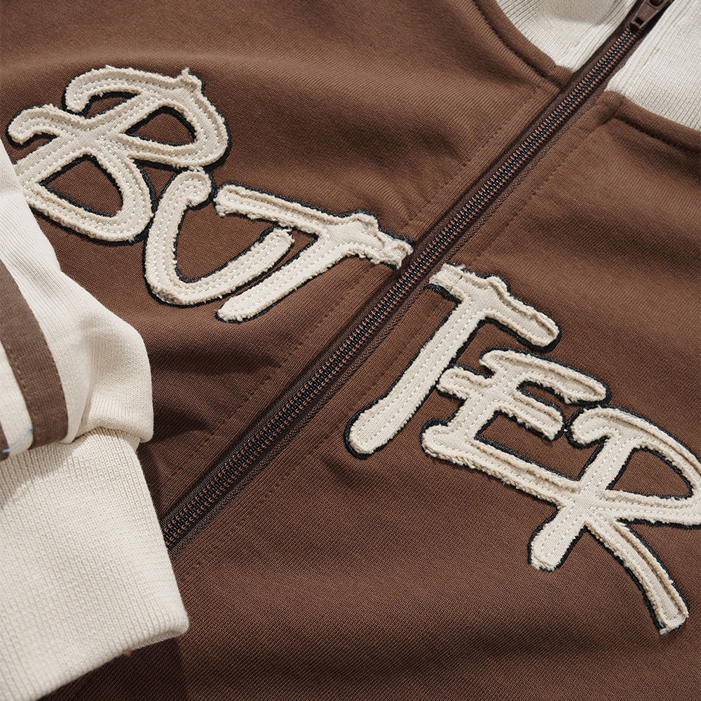 Tunnel Fleece Track Jacket - Chocolate / Beige - Image 4