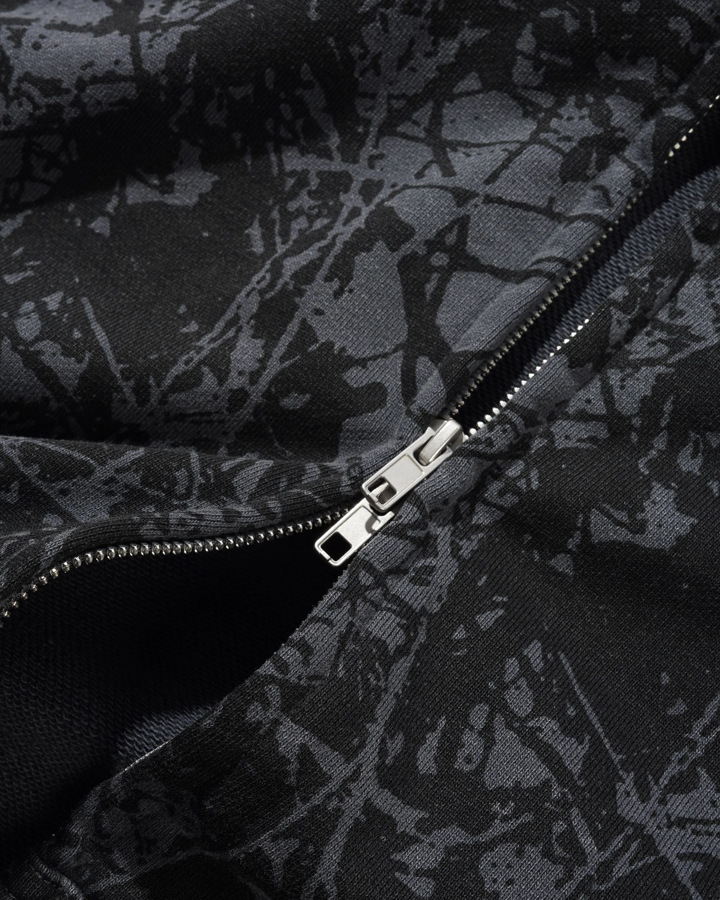 Woods Camo Zip-Thru Hood - Washed Black - Image 3