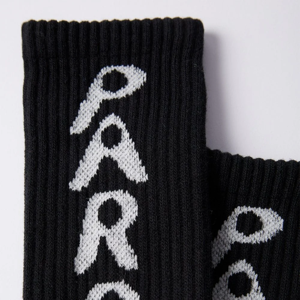 Hole Logo Crew Socks - Black - Image 3