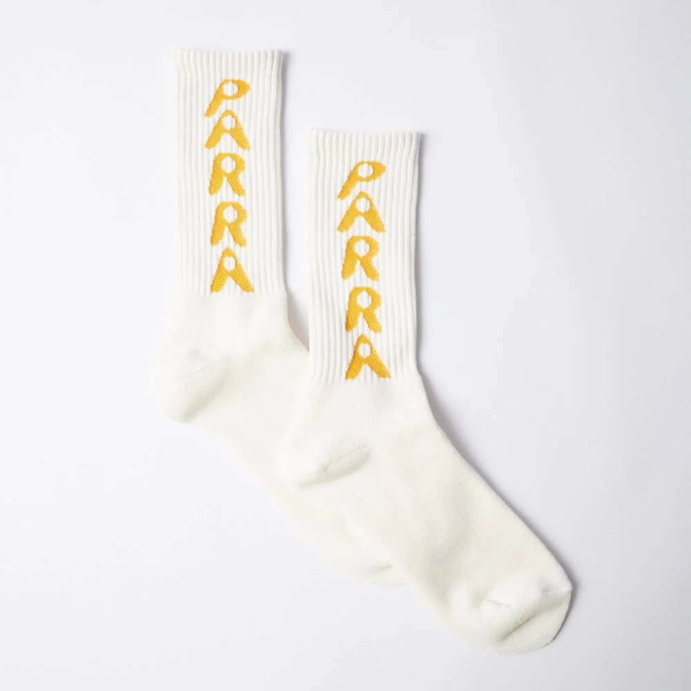 Hole Logo Crew Socks - White