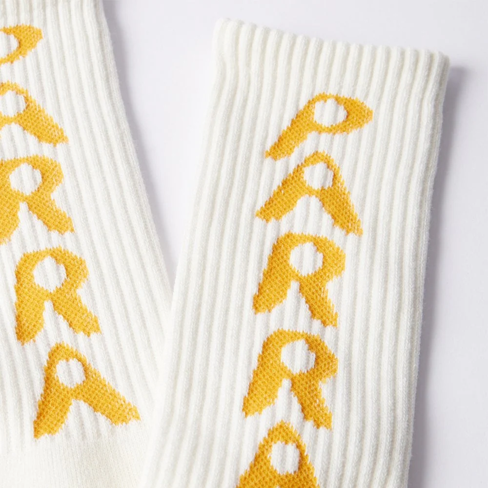 Hole Logo Crew Socks - White - Image 2