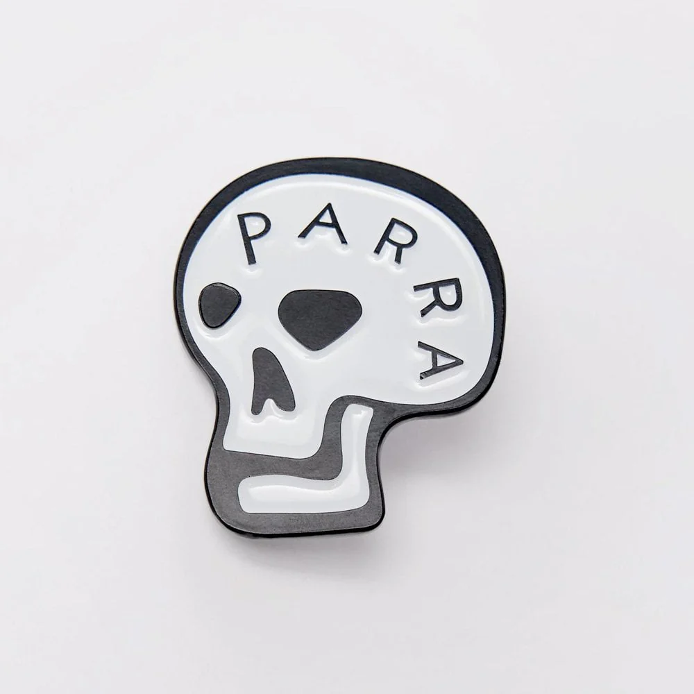 Skulled Enamel Pin - White