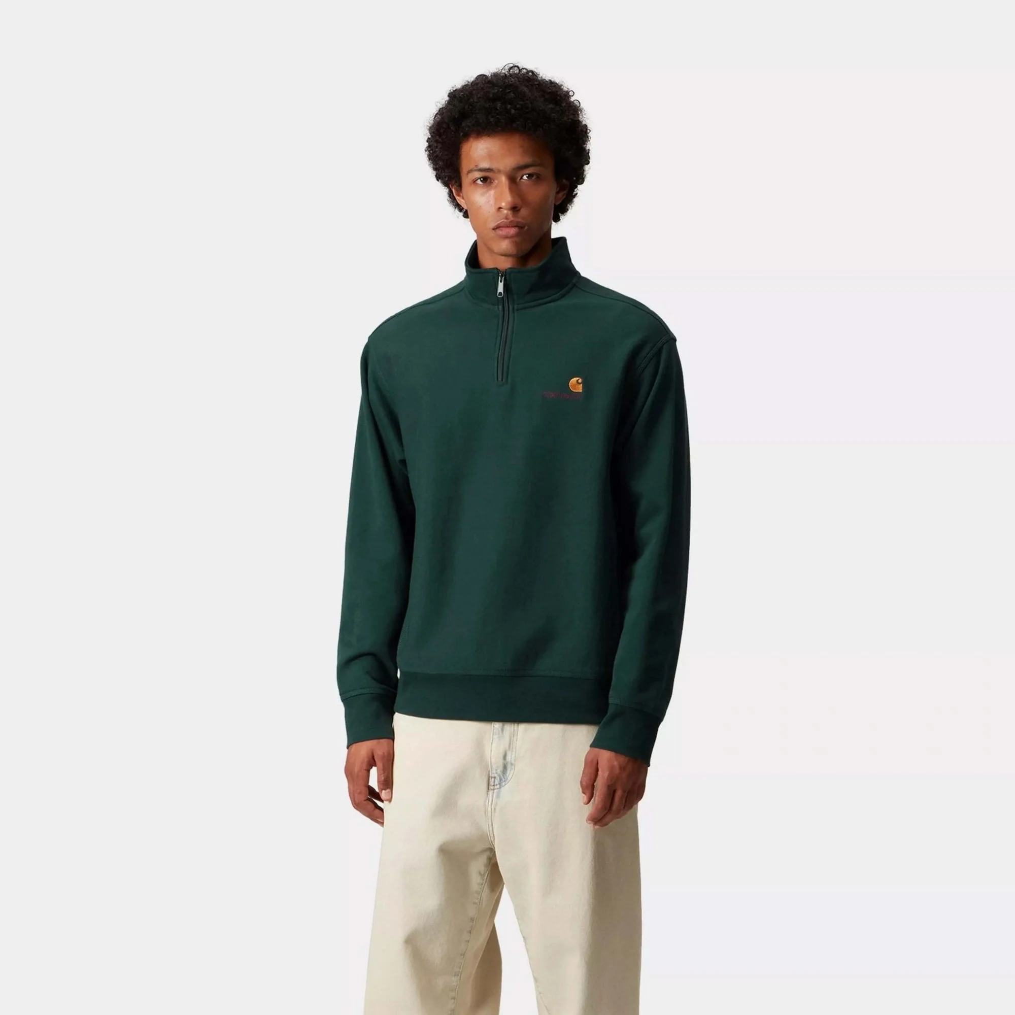 Half Zip American Script Sweat - Dark Fir - Image 3