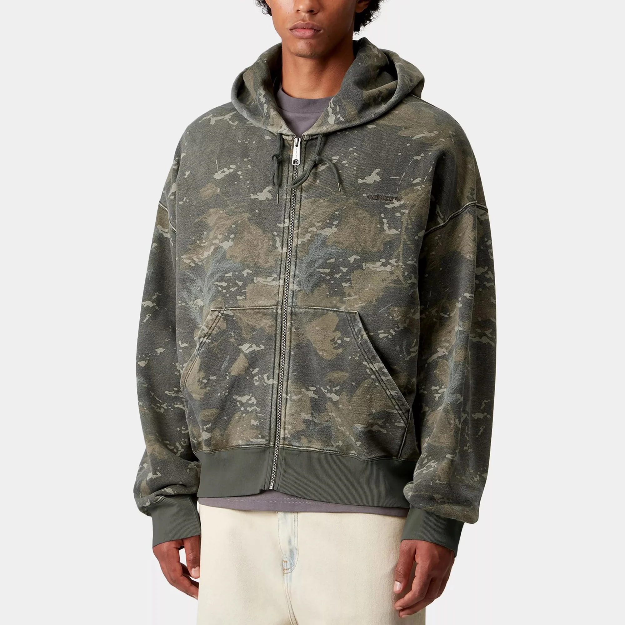 Hooded Benton Sweat Jacket - Camo Combi, Green - Image 3