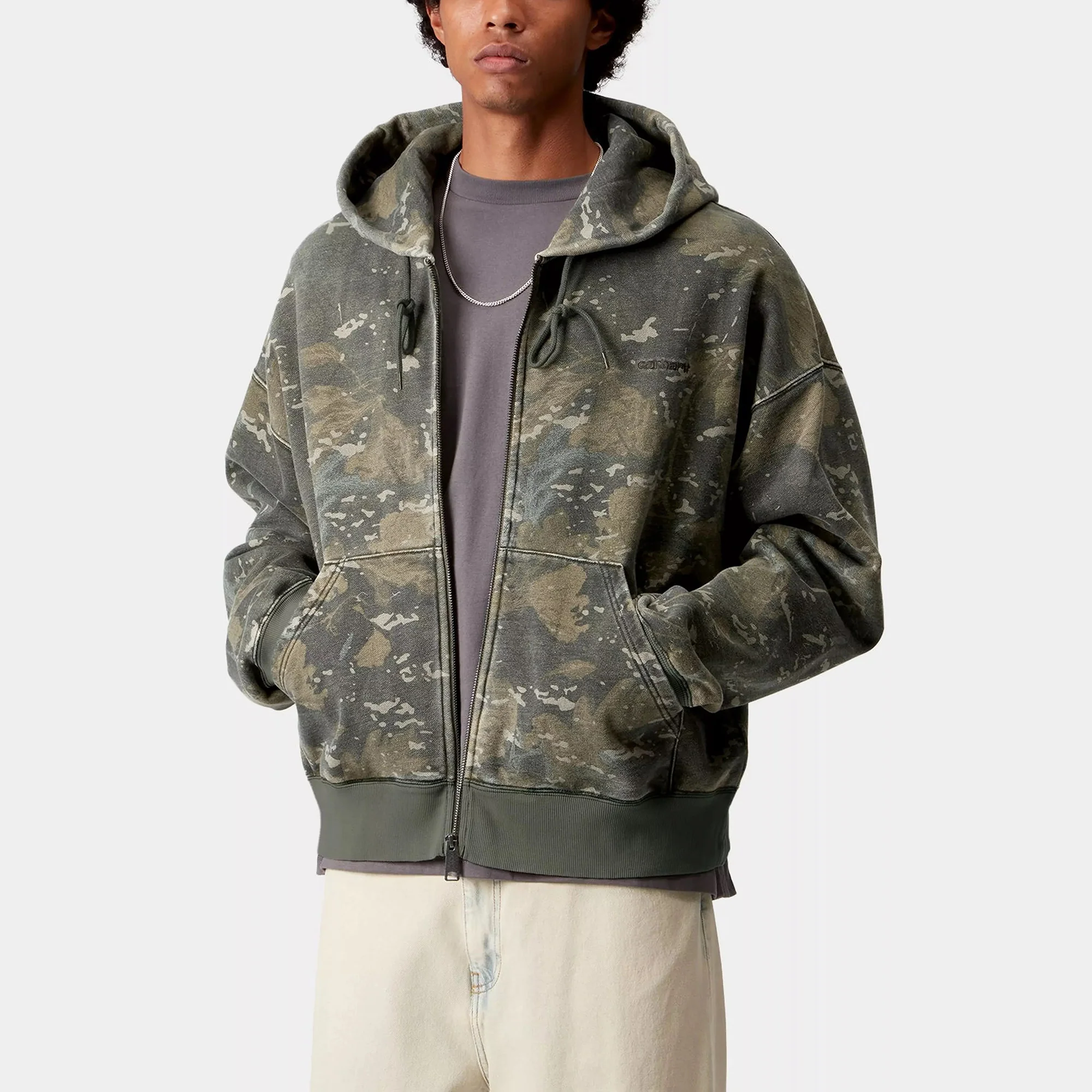 Hooded Benton Sweat Jacket - Camo Combi, Green - Image 5