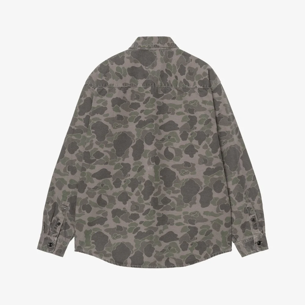 L/S Duck Shirt - Camo Duck, Green / Porphyry, Garment Dyed - Image 2