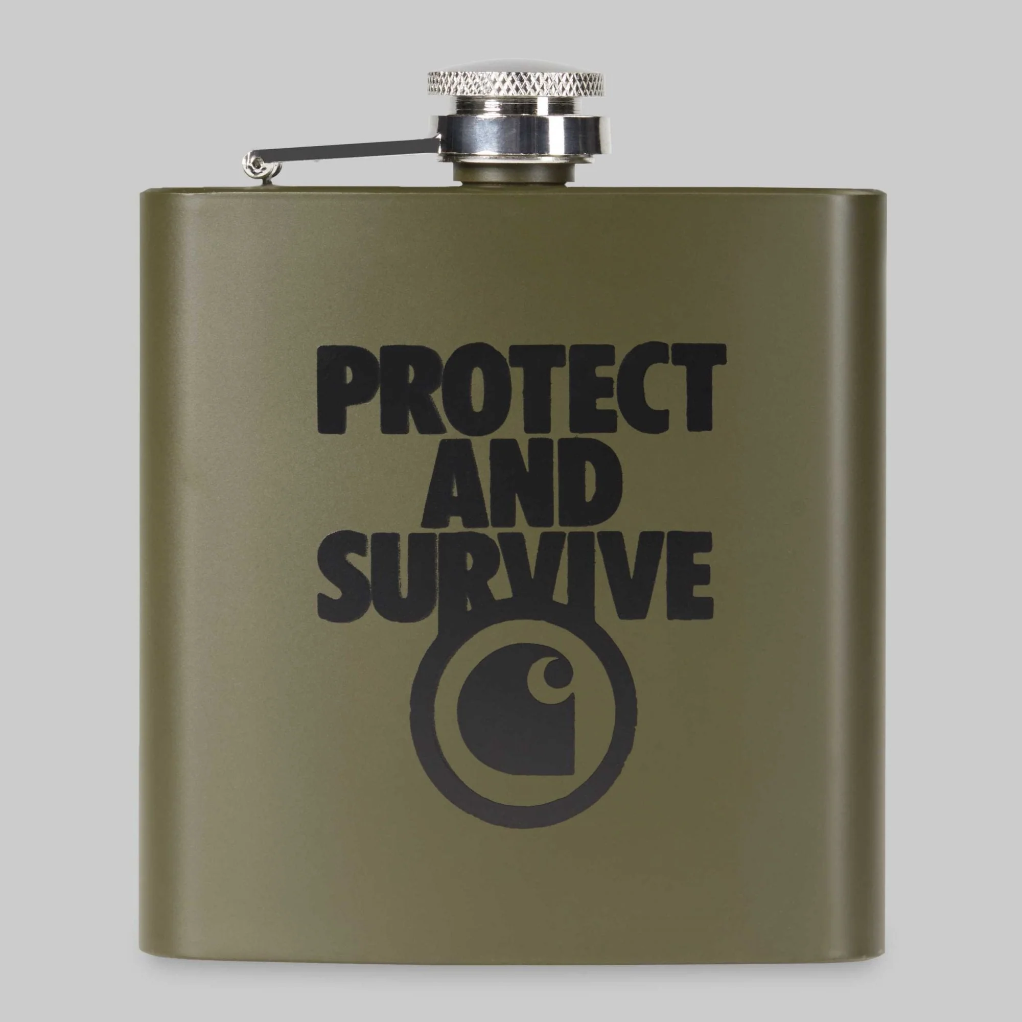 Protect And Survive Whiskey Flask