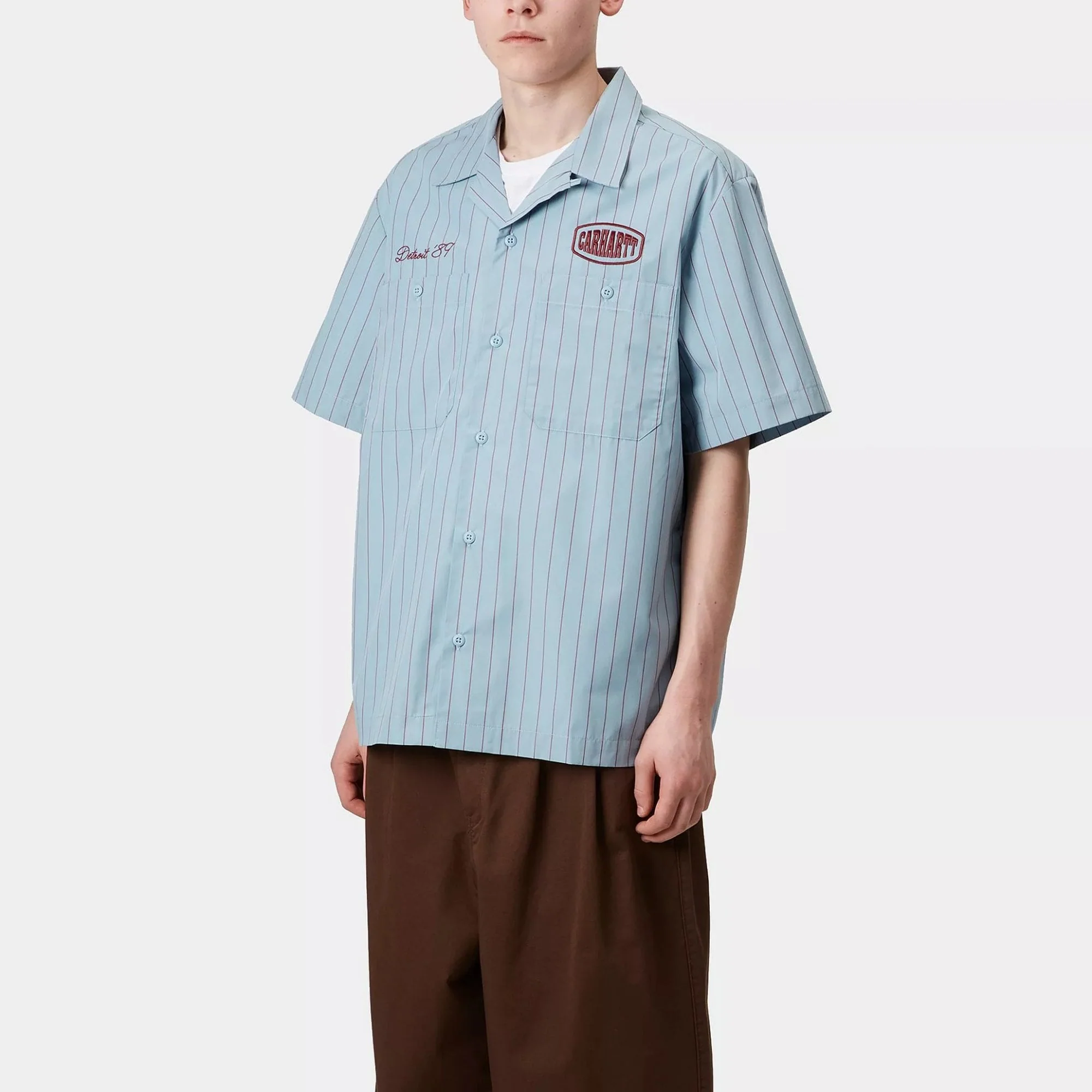S/s Hendry Shirt - Seaton Stripe, Frosted Blue / Mulberry - Image 2
