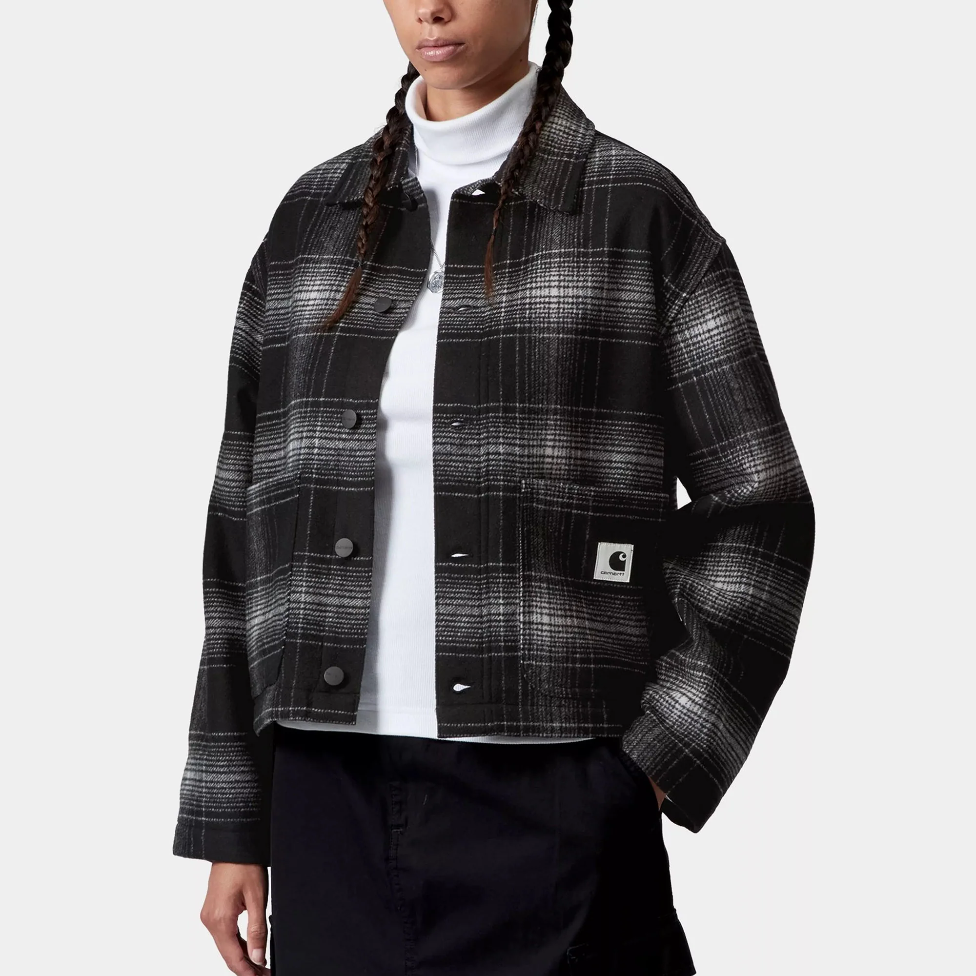 W' Brennan Shirt Jac - Check, Black / Wax - Image 5