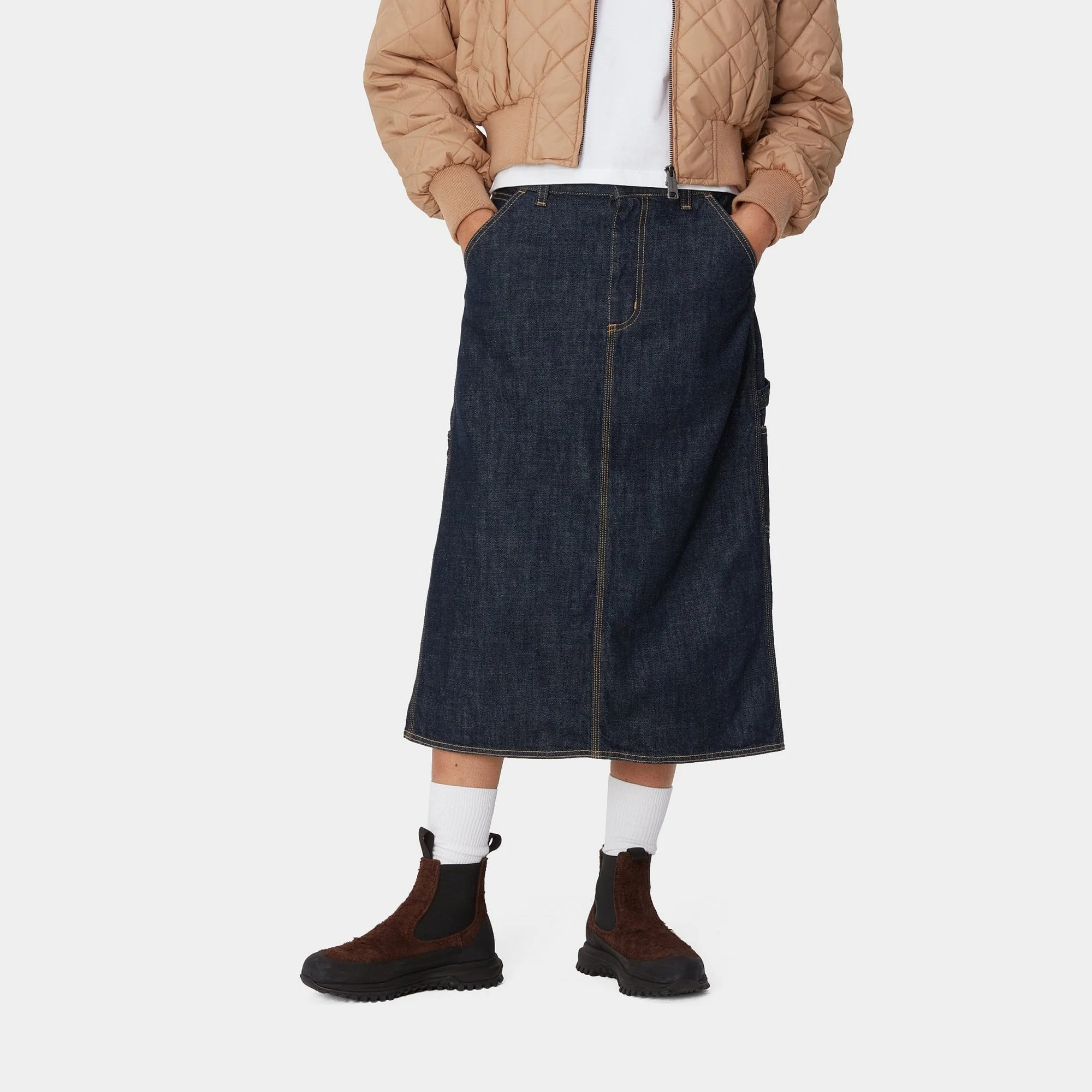 W' Single Knee Skirt - Blue (Rinsed) - Image 3