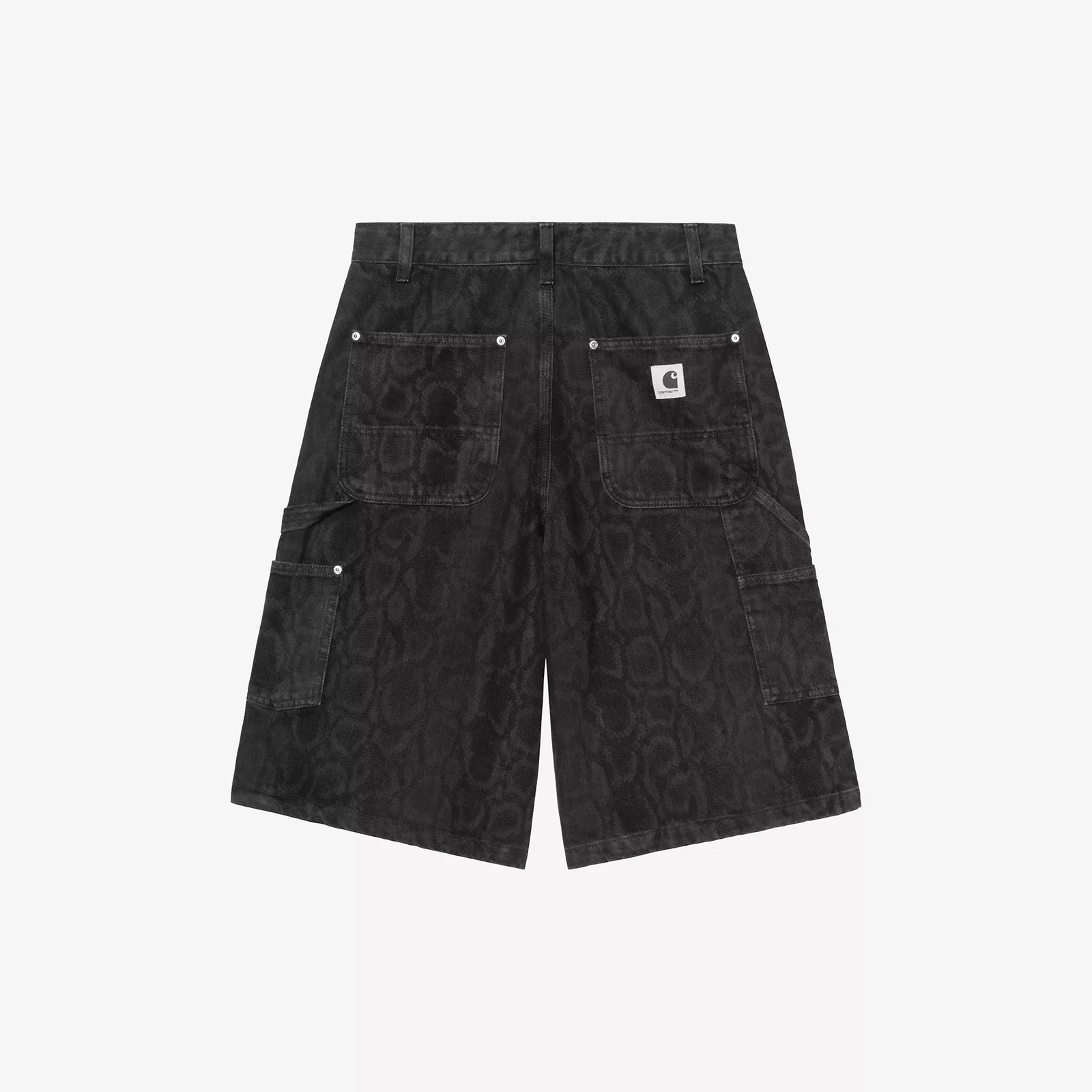 W' Snake Nixon Double Knee Short, Snake Camo - Black (Heavy Stone Wash)