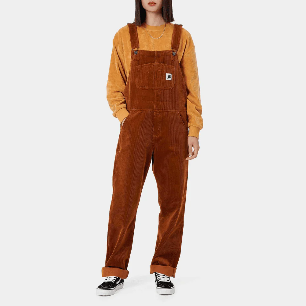 Womens W' Bib Overall Straight - 'Brookfield' Corduroy, - Brandy (rinsed) - Image 2