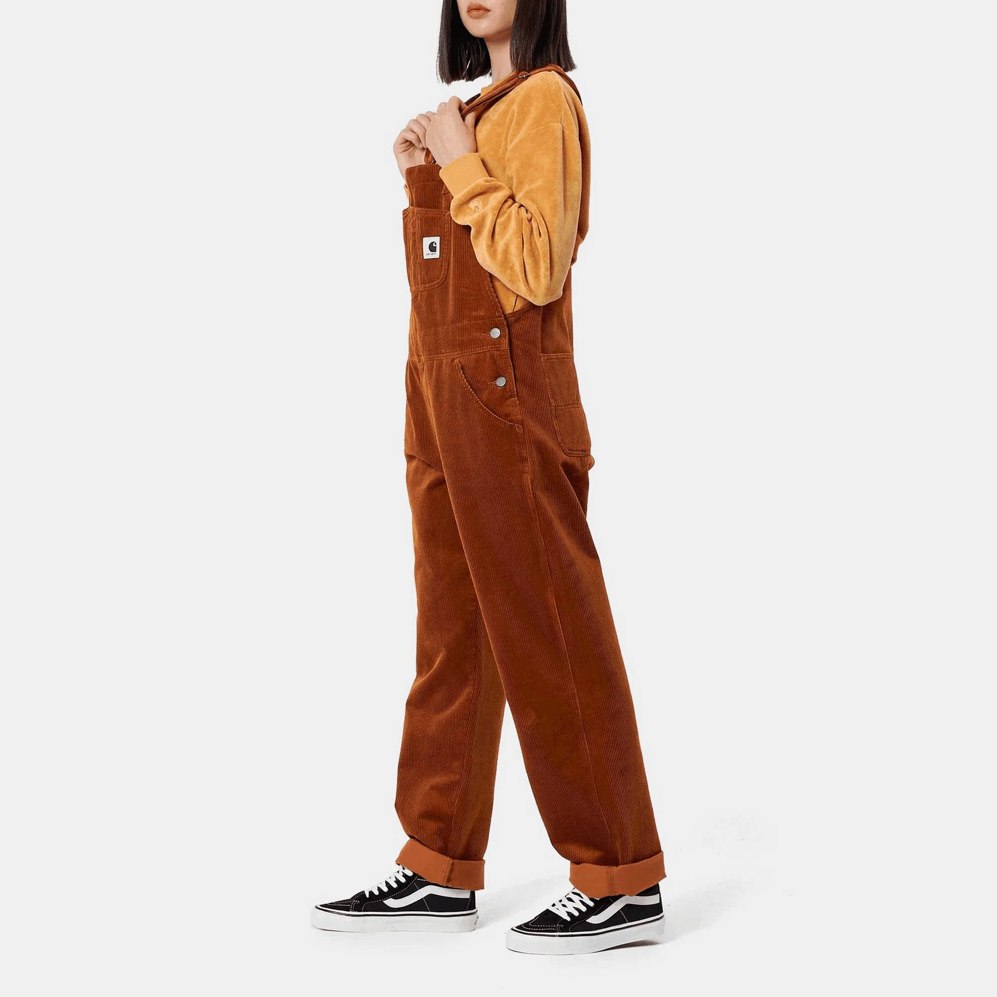 Womens W' Bib Overall Straight - 'Brookfield' Corduroy, - Brandy (rinsed) - Image 4