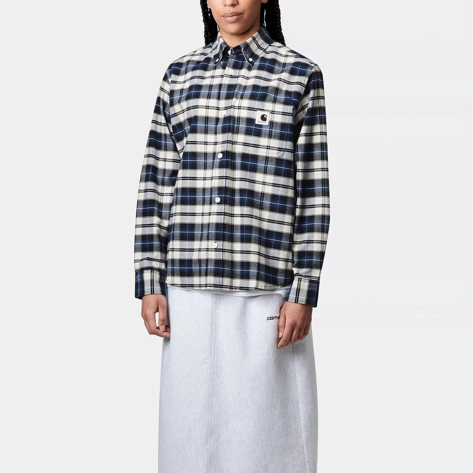 W' L/S Tarbell Shirt, Tarbell Check - Dark Navy / White - Image 2