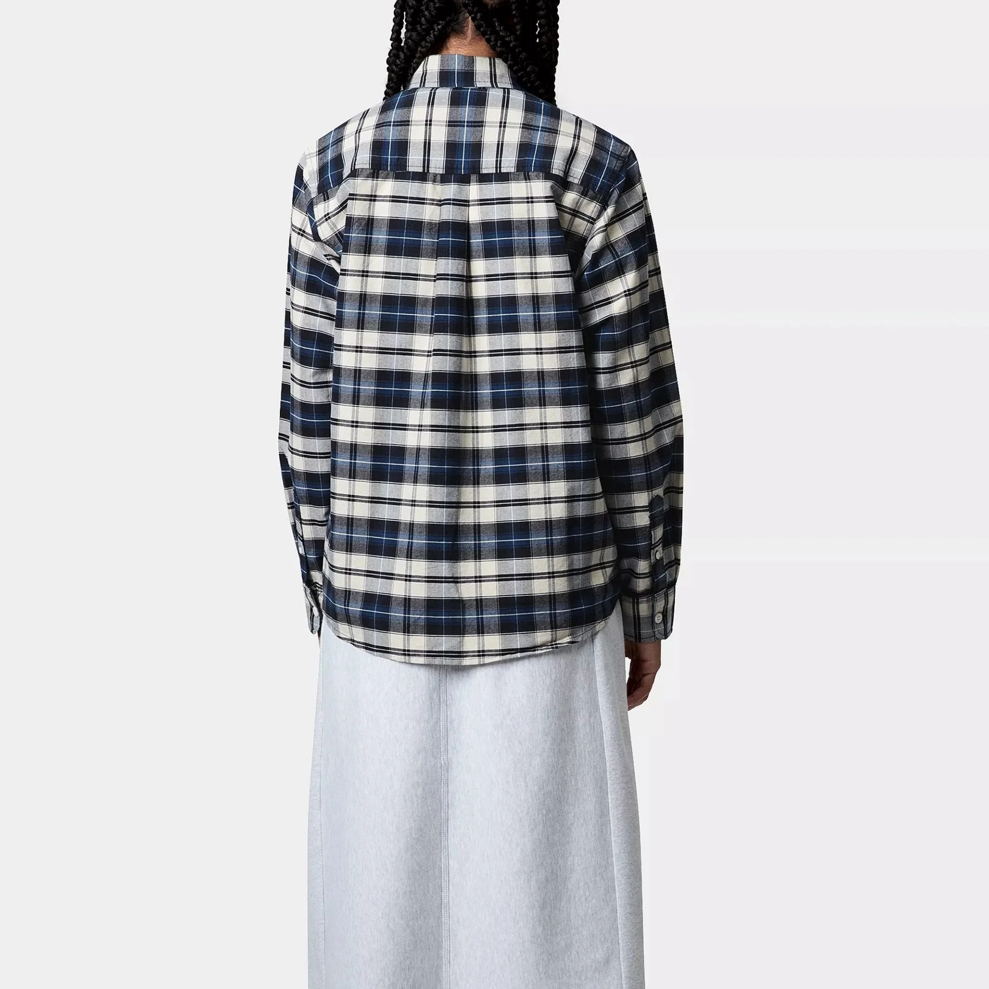 W' L/S Tarbell Shirt, Tarbell Check - Dark Navy / White - Image 3