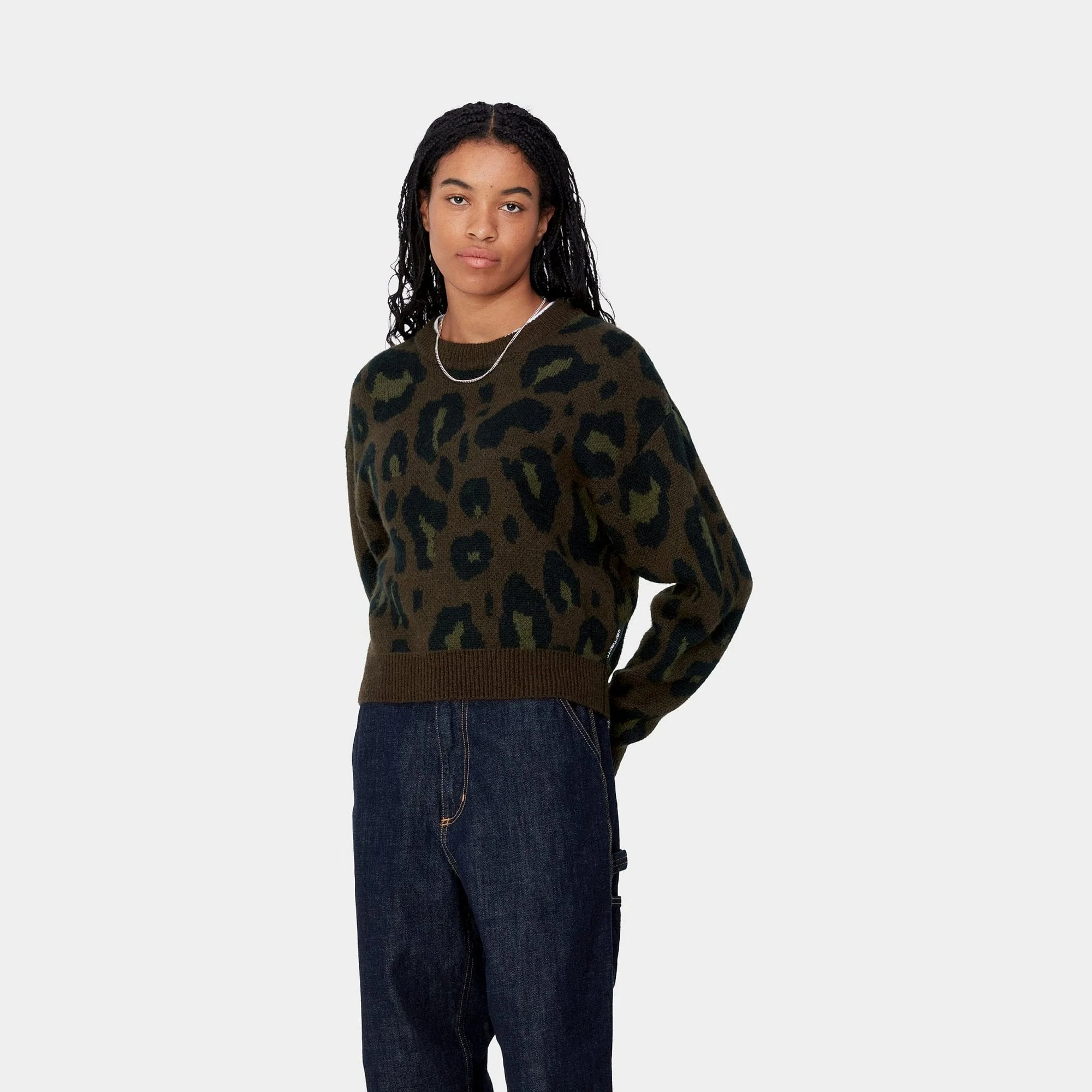 W' Merton Sweater, Camo Leo Jacquard - Tamarind - Image 3