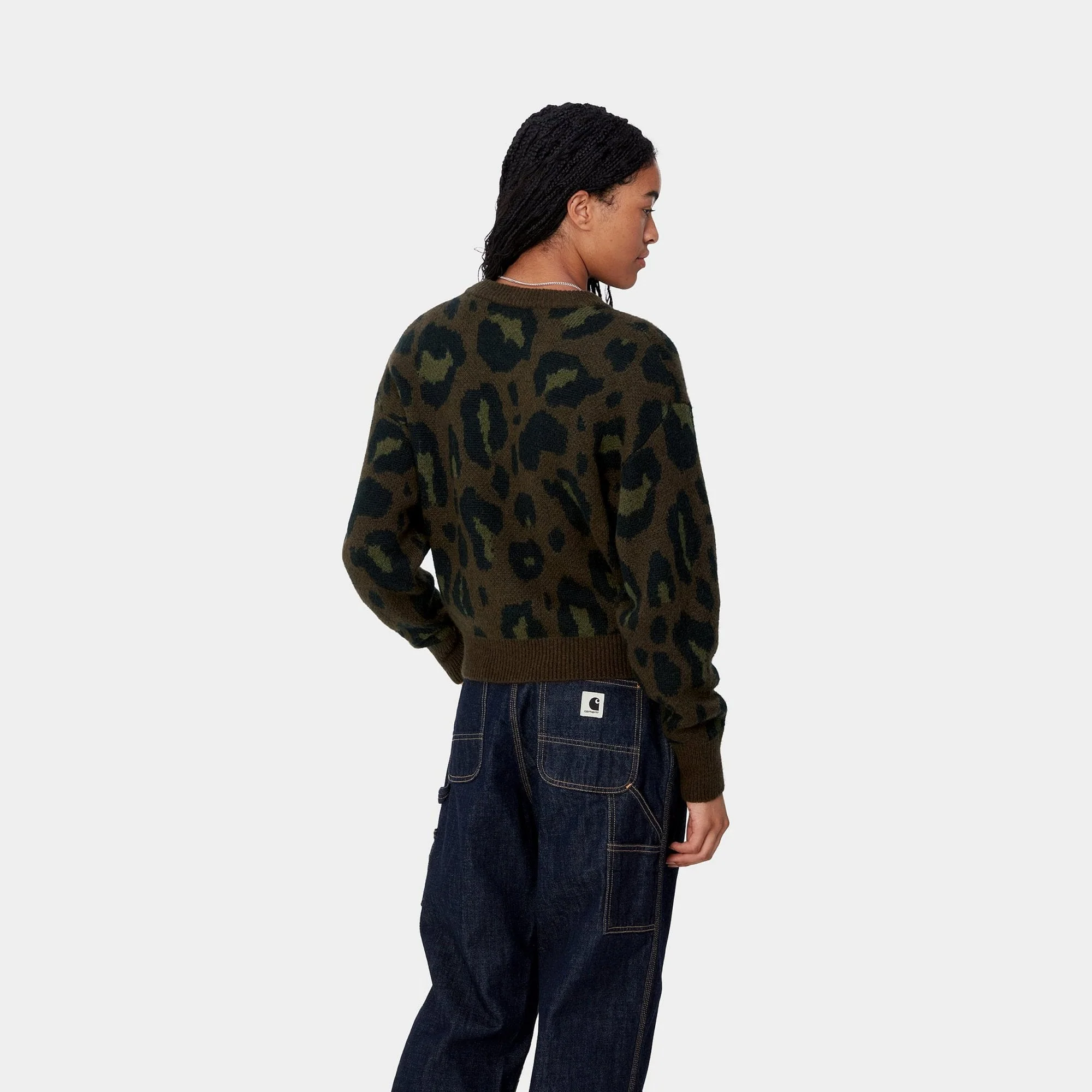 W' Merton Sweater, Camo Leo Jacquard - Tamarind - Image 4