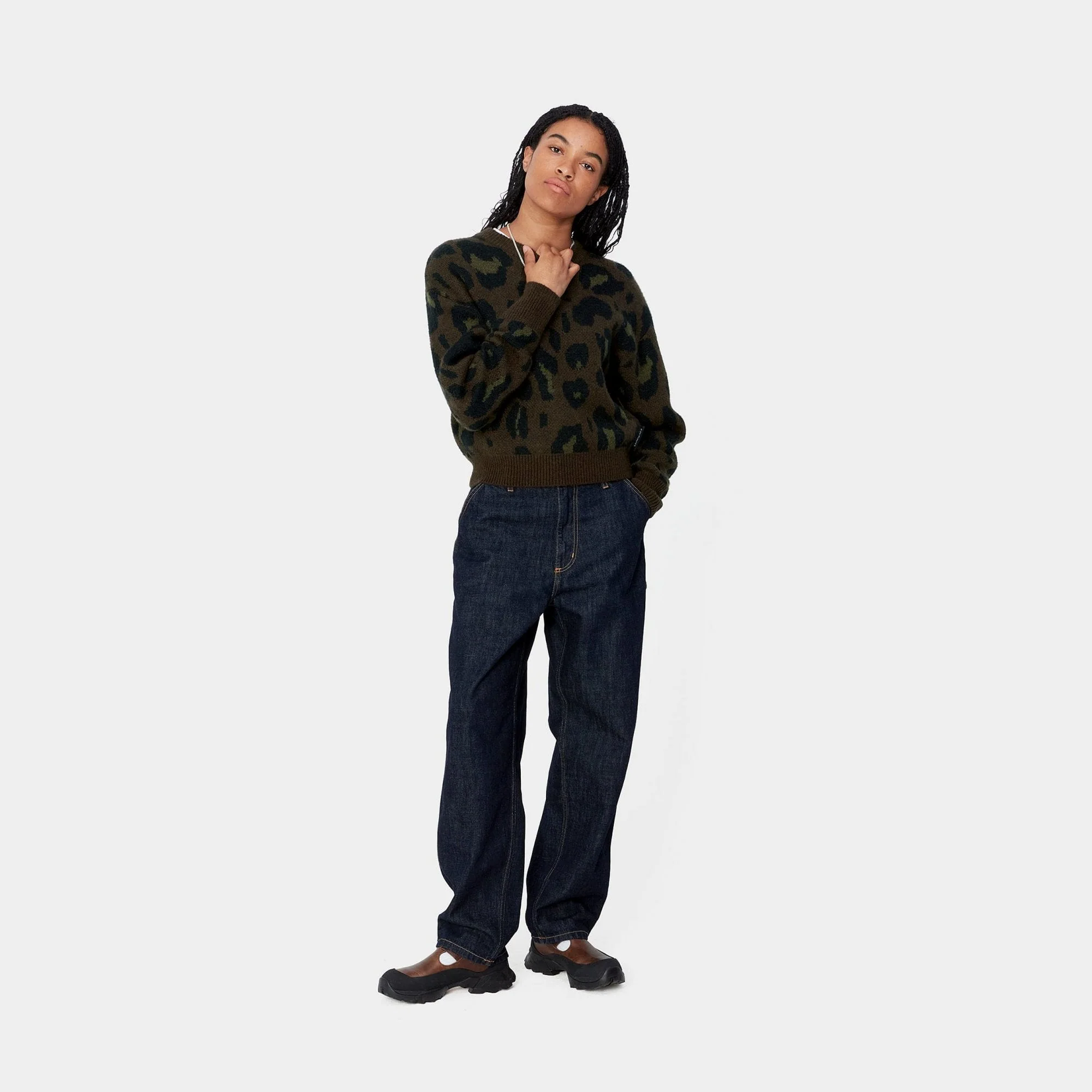W' Merton Sweater, Camo Leo Jacquard - Tamarind - Image 5