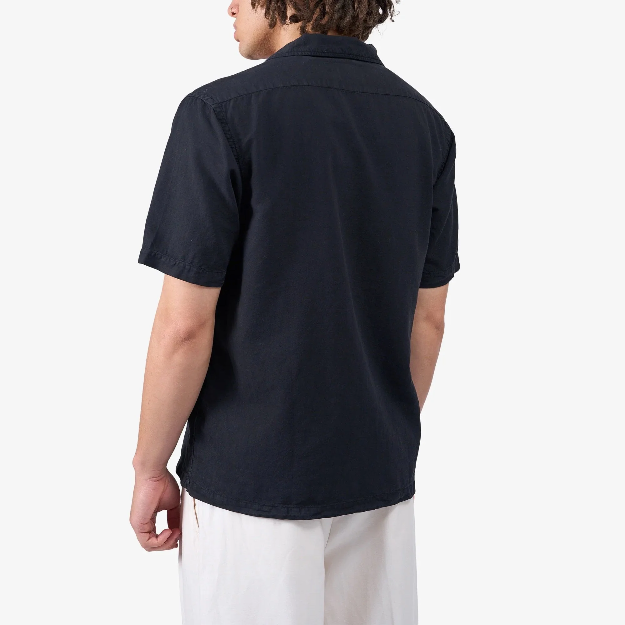 Linen Short Sleeved Shirt - Deep Black - Image 4
