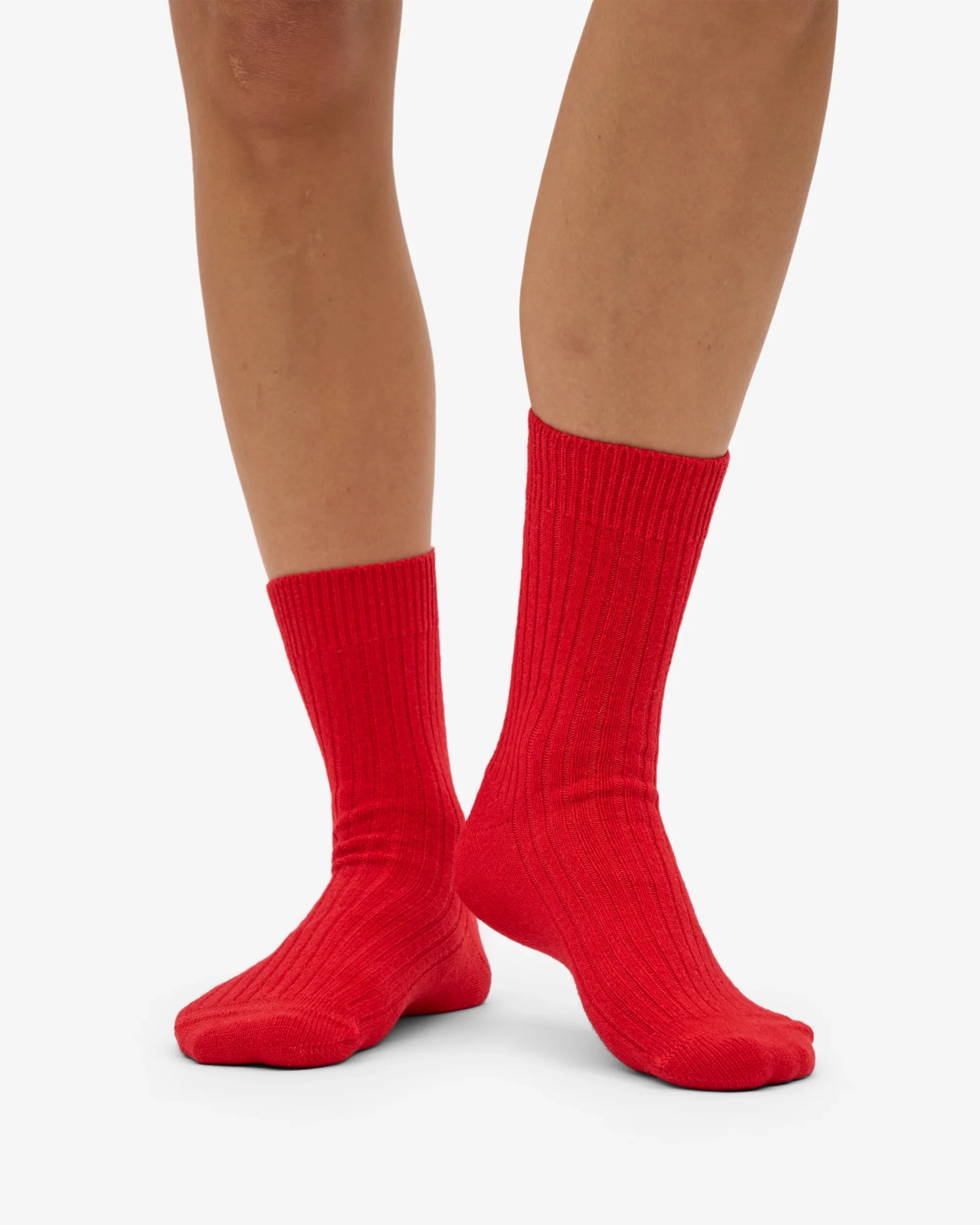 Merino Wool Blend Socks - Red Tangerine - Image 2
