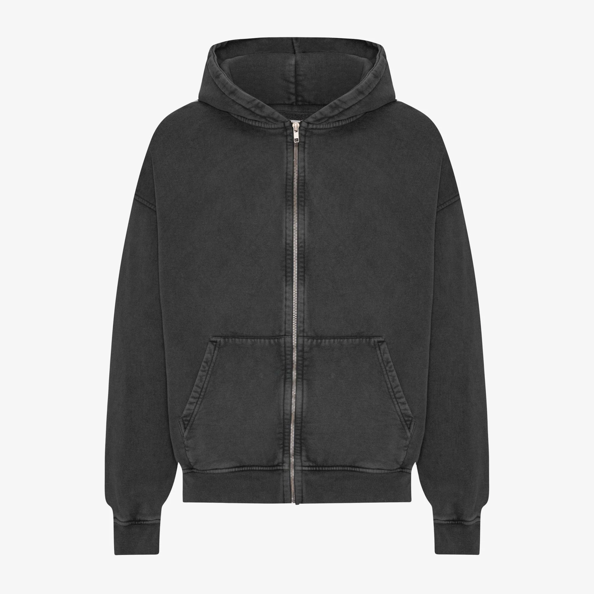 Organic Oversized Zip Hood - Faded Black
