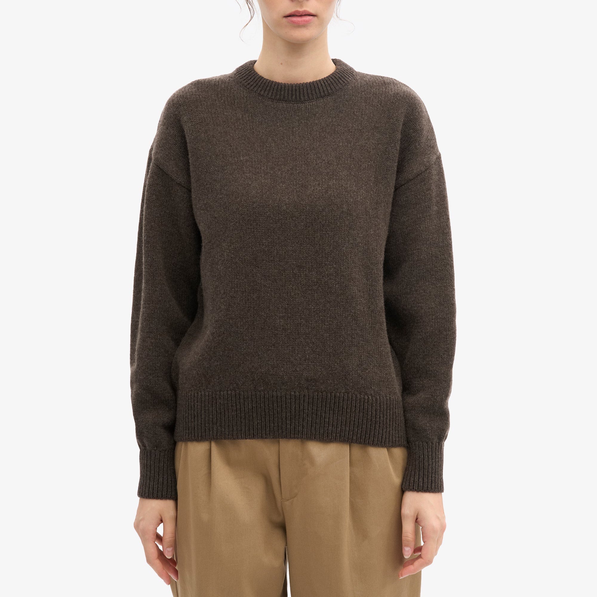 Oversized Merino Wool Crew - Coffee Brown - Image 2