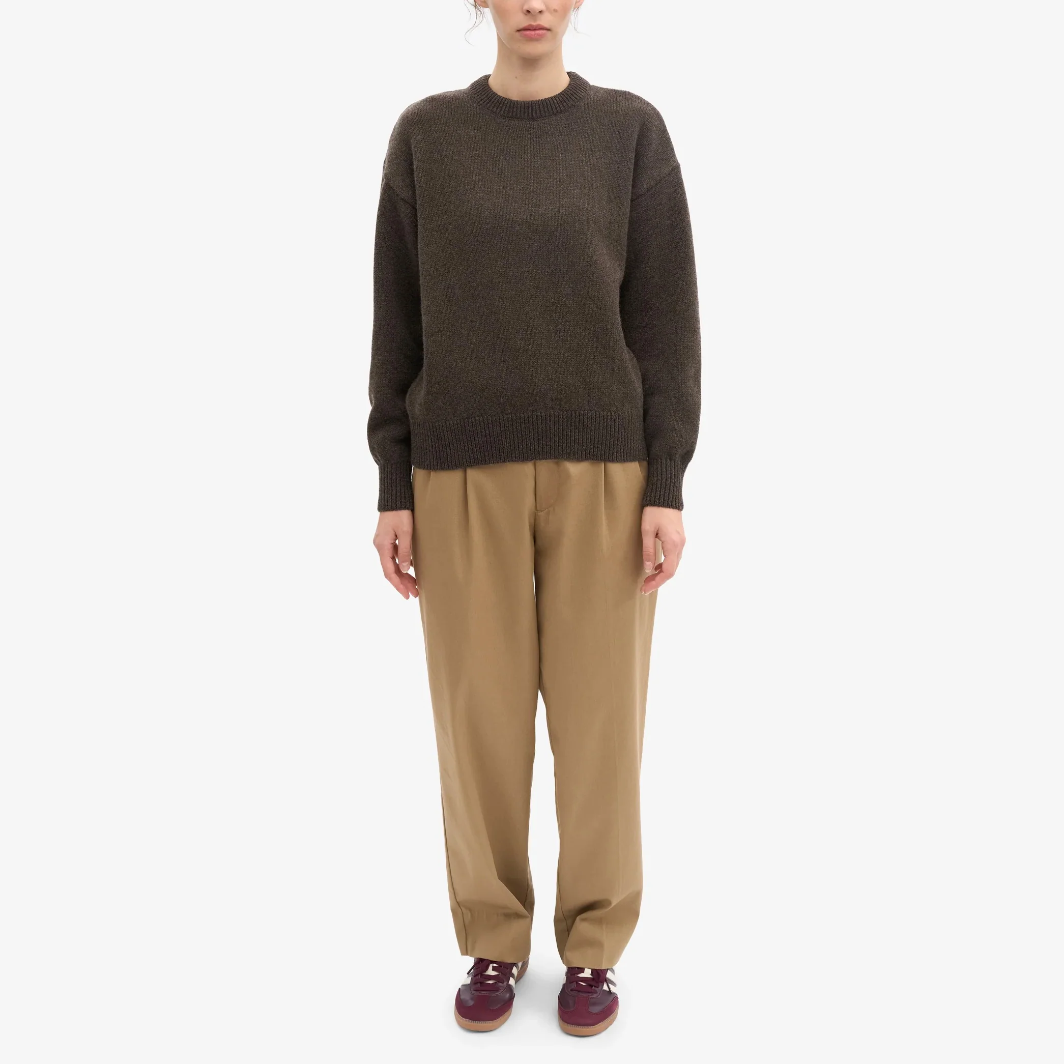 Oversized Merino Wool Crew - Coffee Brown - Image 5