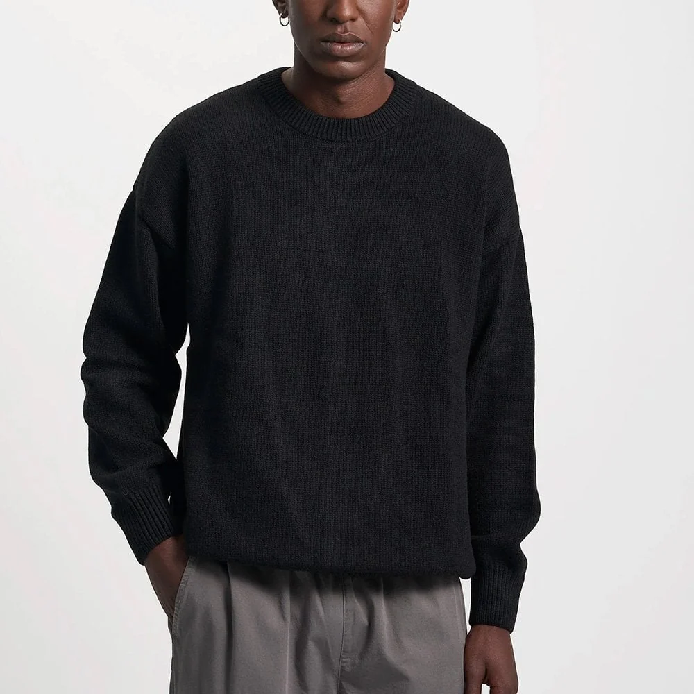 Oversized Merino Wool Crew - Deep Black - Image 3