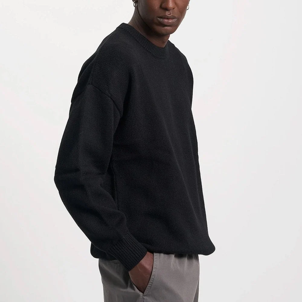 Oversized Merino Wool Crew - Deep Black - Image 4