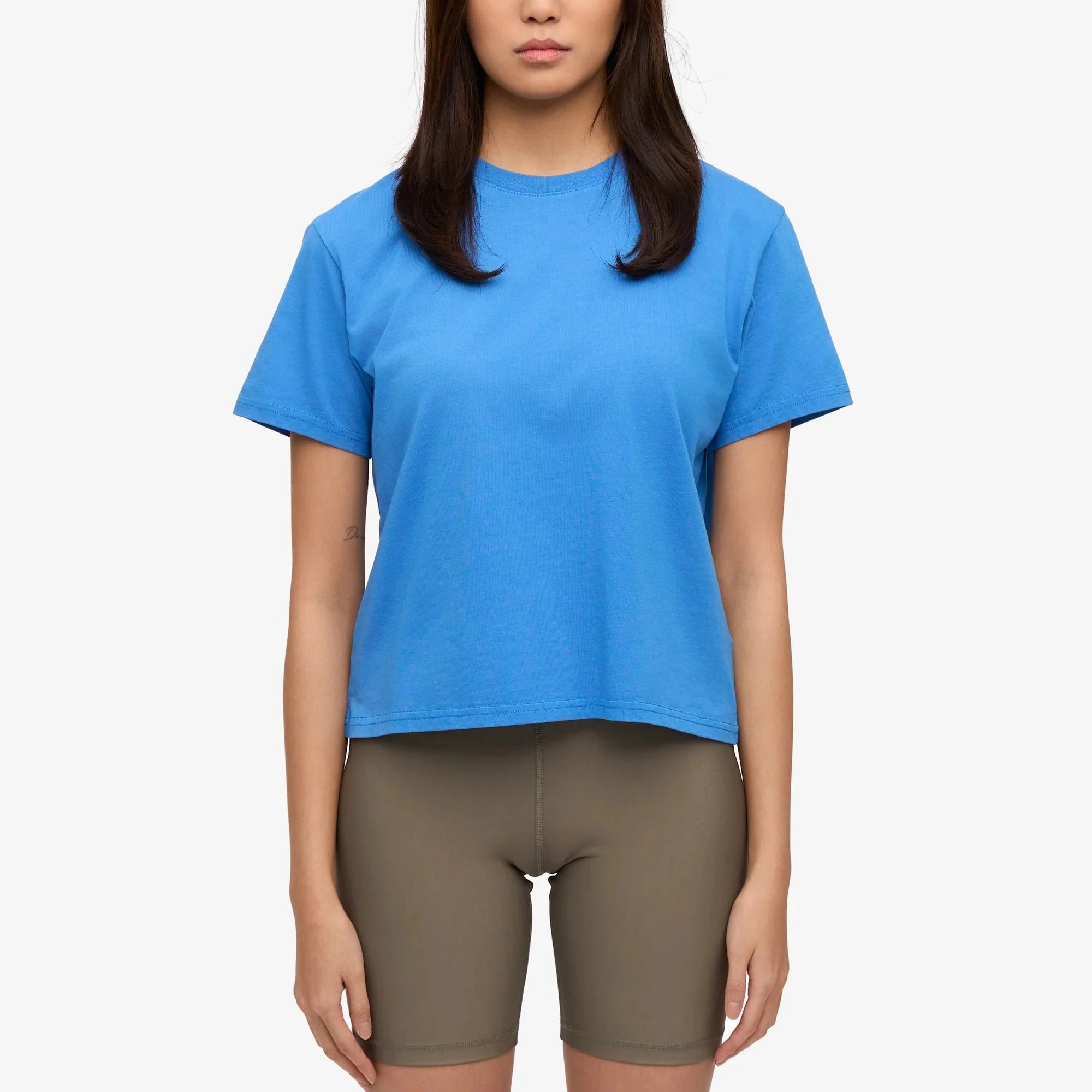 Women's Organic Boxy Crop Tee - Pacific Blue - Image 2
